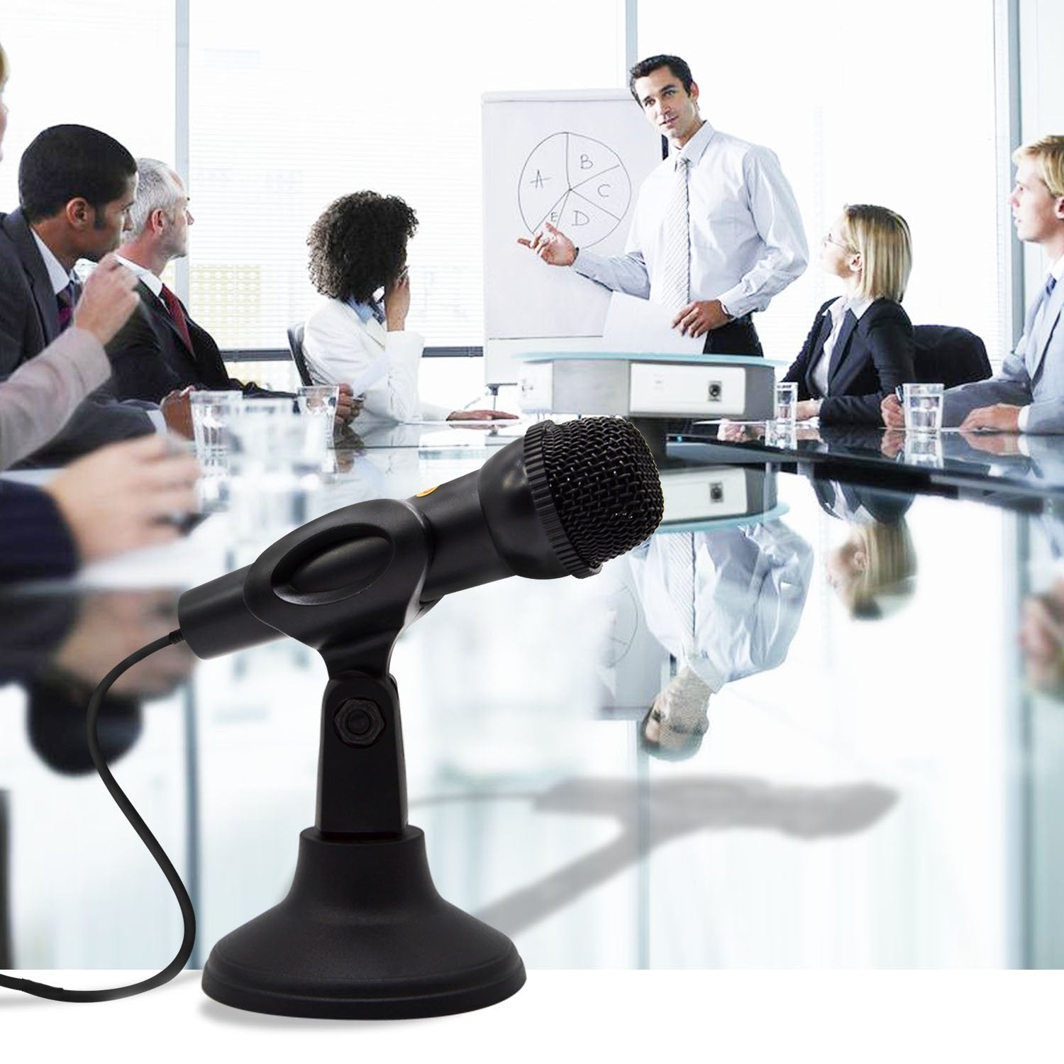 Akoak Adjustable Portable Desktop Table Microphone Mic Stand Holder With Mic Clip For Computer Conference Studios Microphone,Pod