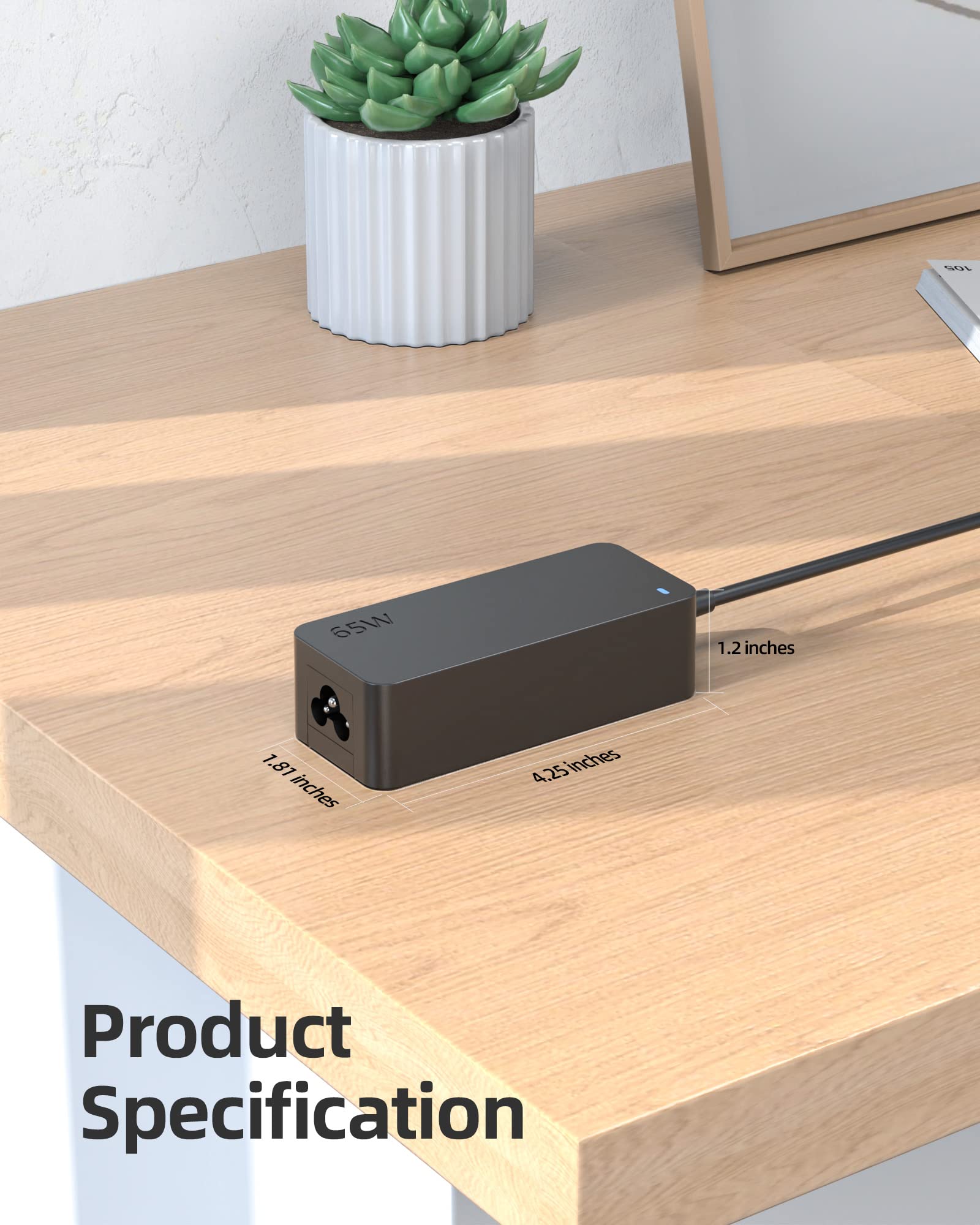 Charger Fit For Lenovo Thinkbook Charger, Usb C, Fast Charging, Power Indicator, Extended Power Cord, 65W 45W Laptop Adapter