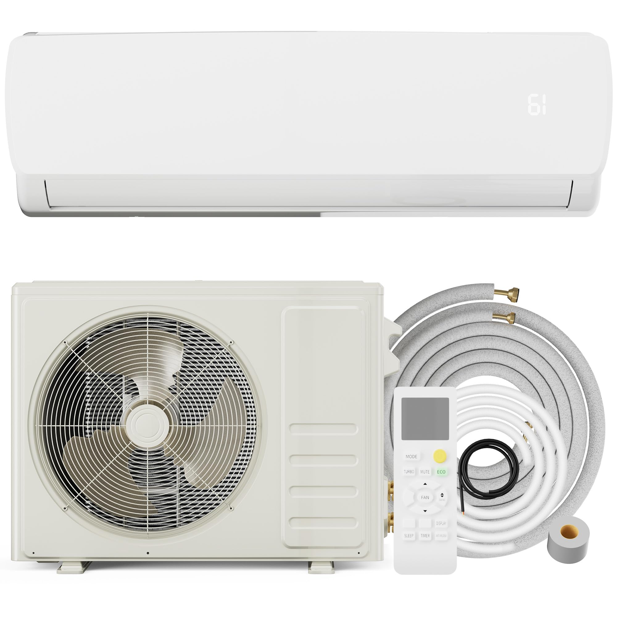 Uthfy 1800BTU 230V Mini Split AC/Heating System, Energy Efficent Ductless Inverter Air Conditioner,Pre-charged Condenser, Heat P