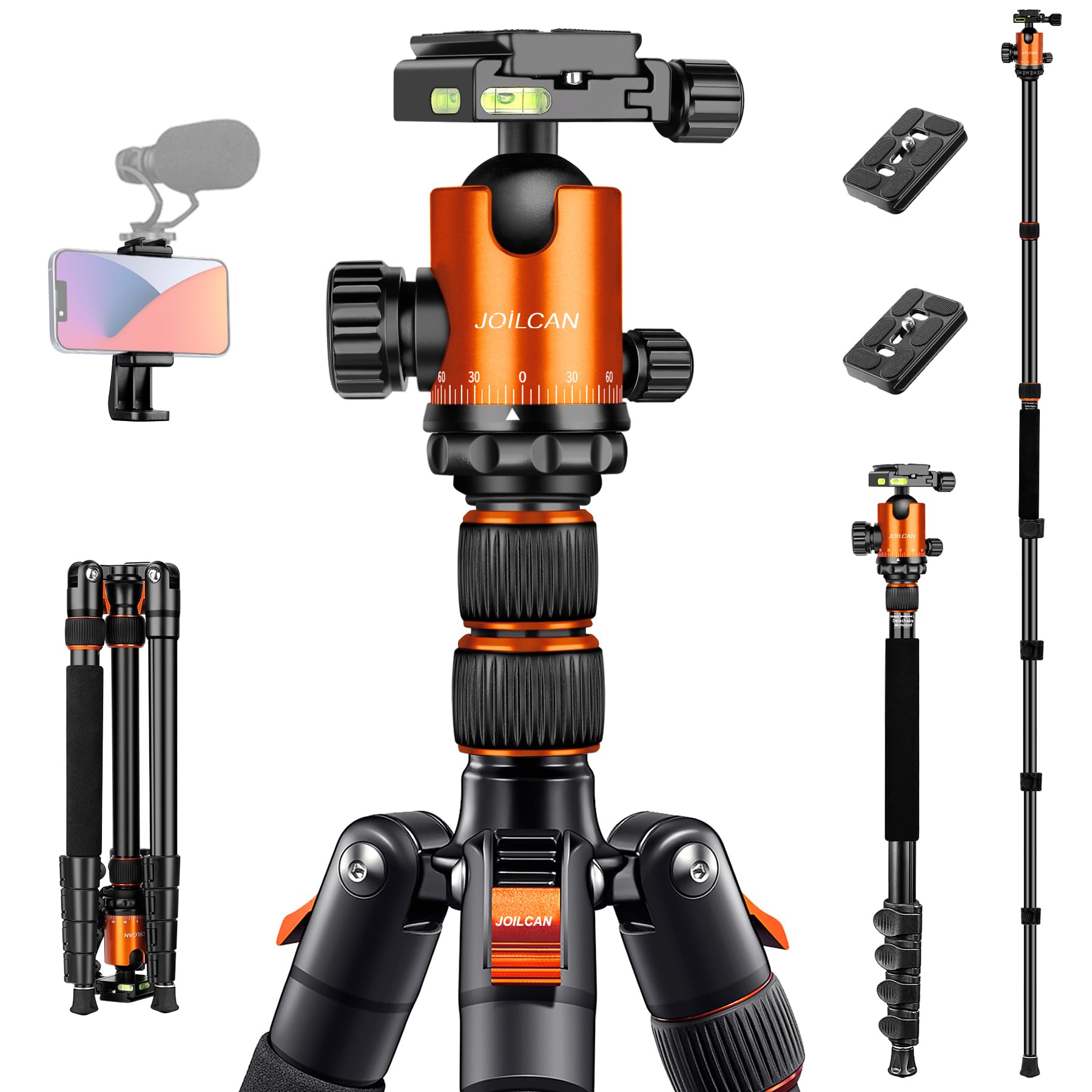 JOILCAN Tripod for Camera, 81 Camera Tripod Stand, 83 inches DSLR Tripods & Monopods, Heavy Duty Travel Tripod for Binoculars La