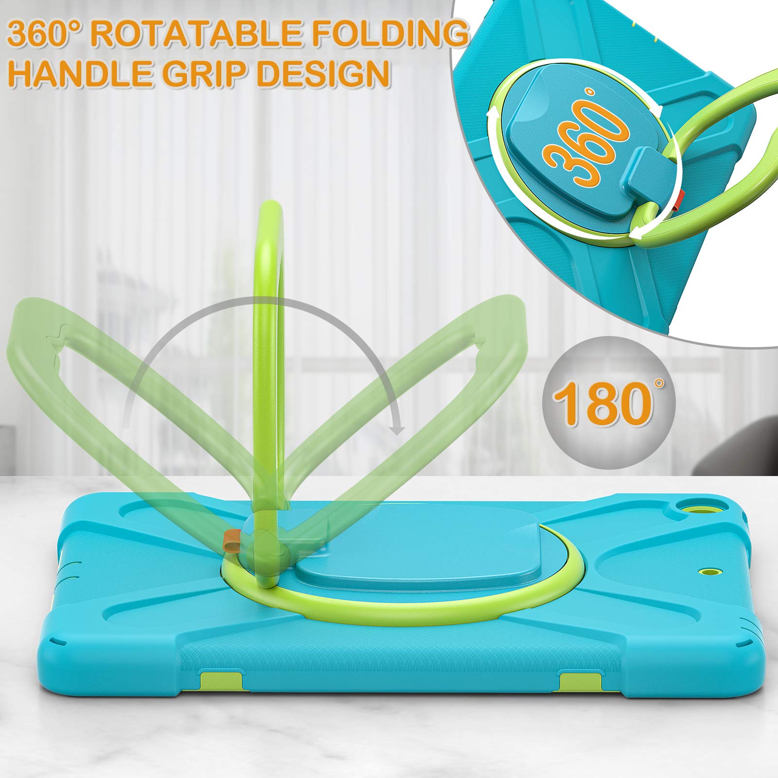 Braecn Case For Ipad 9/8/7,Shockproof Protective Boys Girls Silicone Case With Screen Protector Pencil/Pencil Cap Holder Shoulde