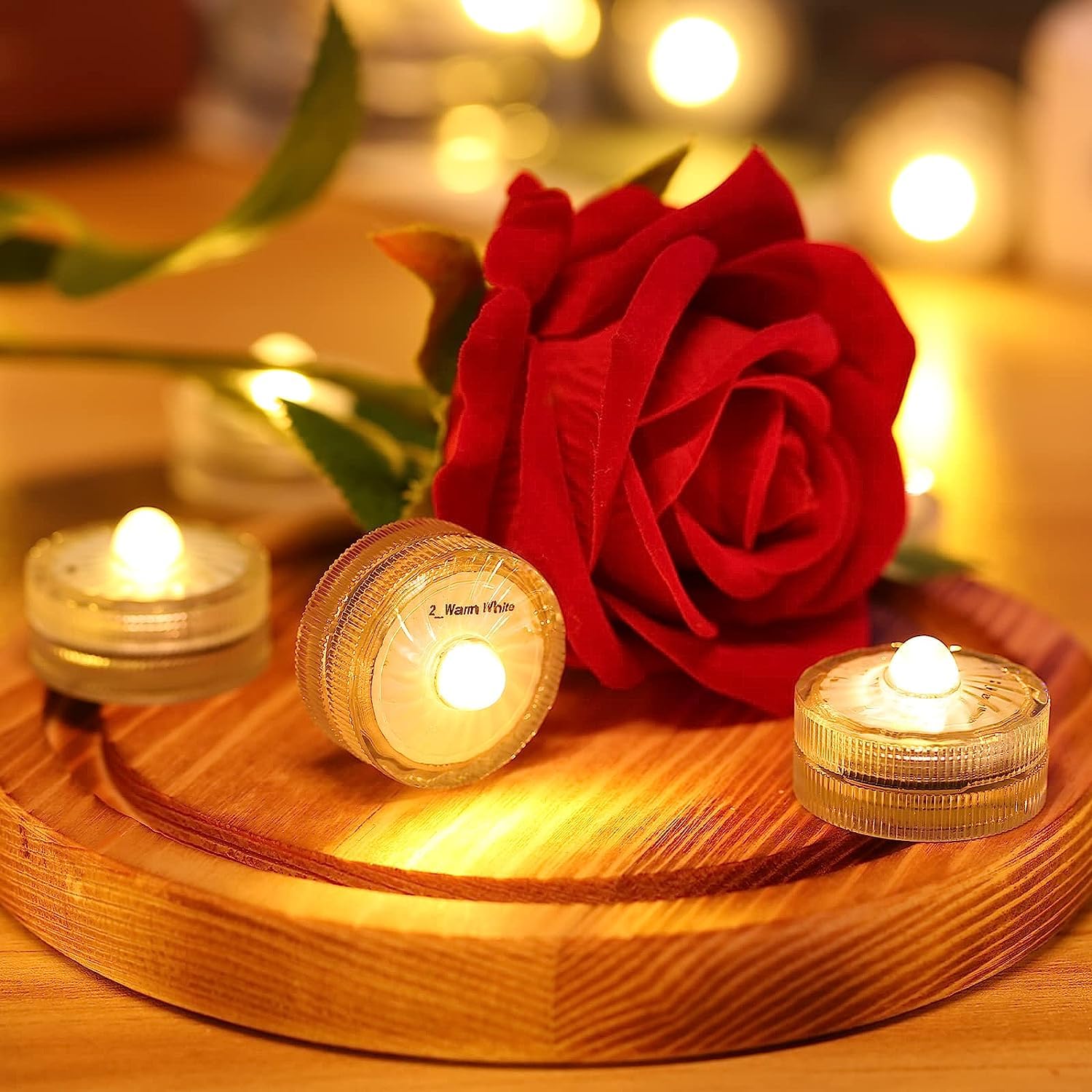 Hl Submersible Led Light,Warm White Small Led Light,100 Hours Waterproof Flameless Led Lights Battery Powered For Wedding Home V