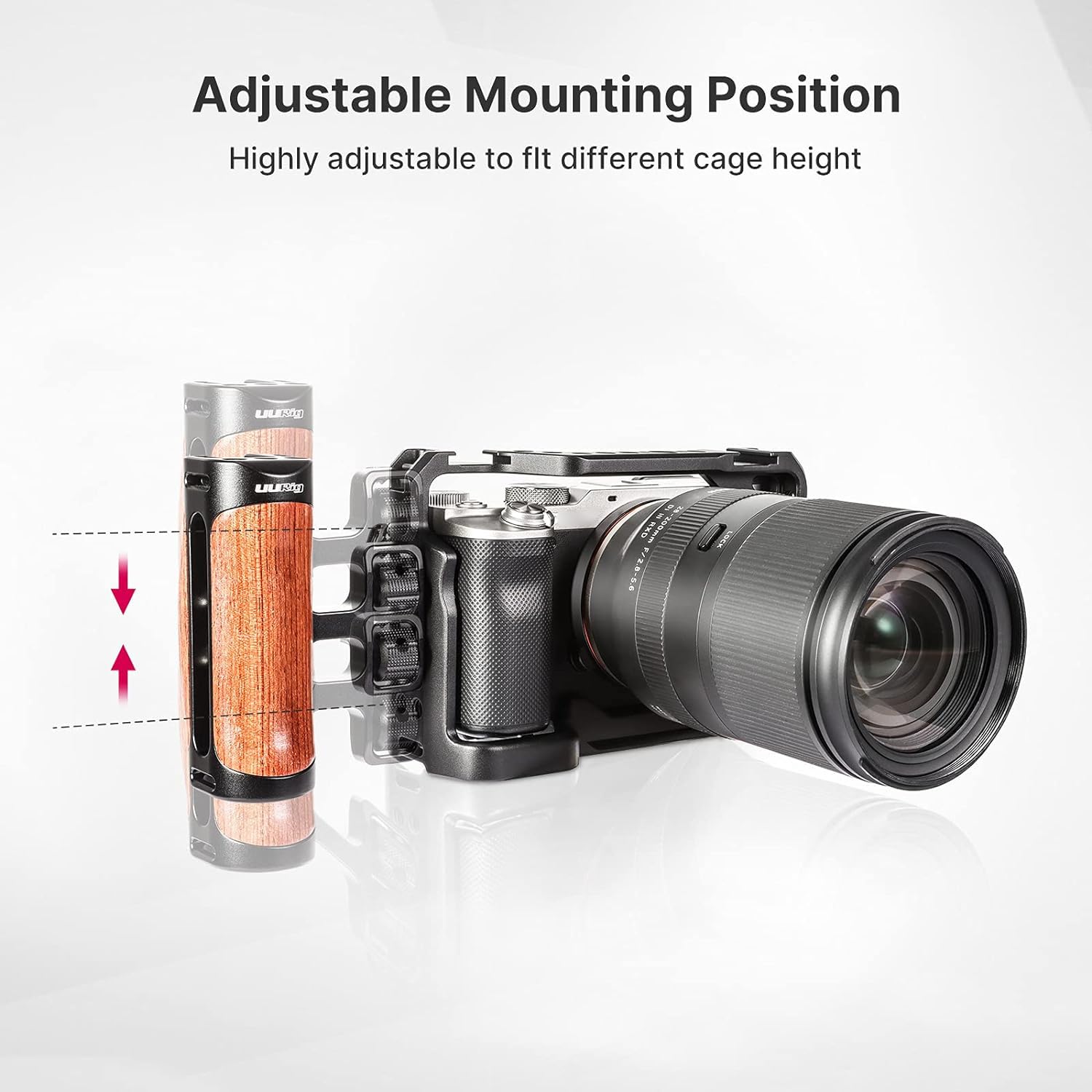 R075 Wooden Handle Grip Left Right Compatible For Sony A6400 A6600 A7Iii A7Iv Nikon Canon Panasonic Camera Cage, For Iphone/Smar