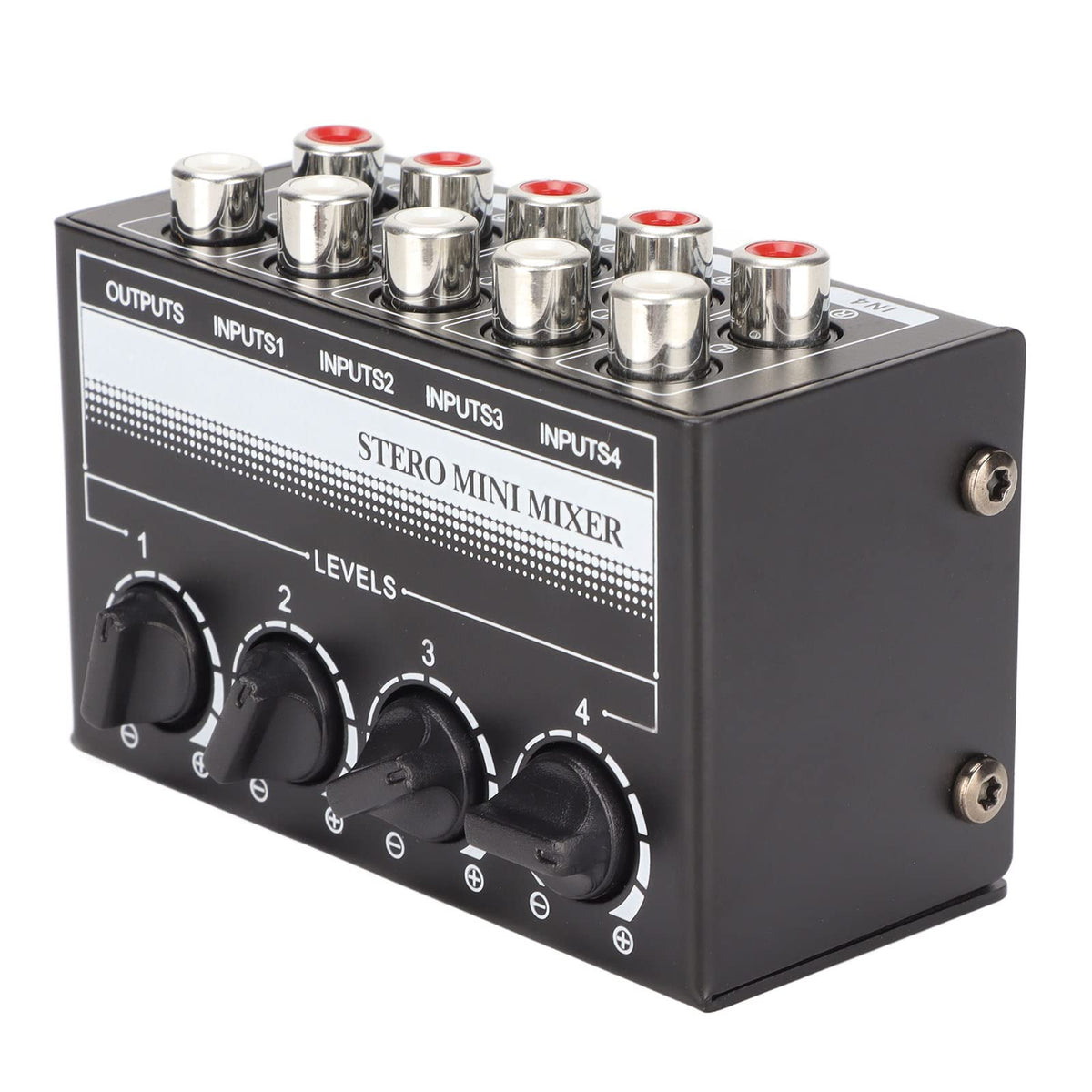 Cx400 Stereo Mini Audio Mixer, 4 Channel Portable Passive Mixer, Inputs Output Separate Volume Controls For Recording Studio Con