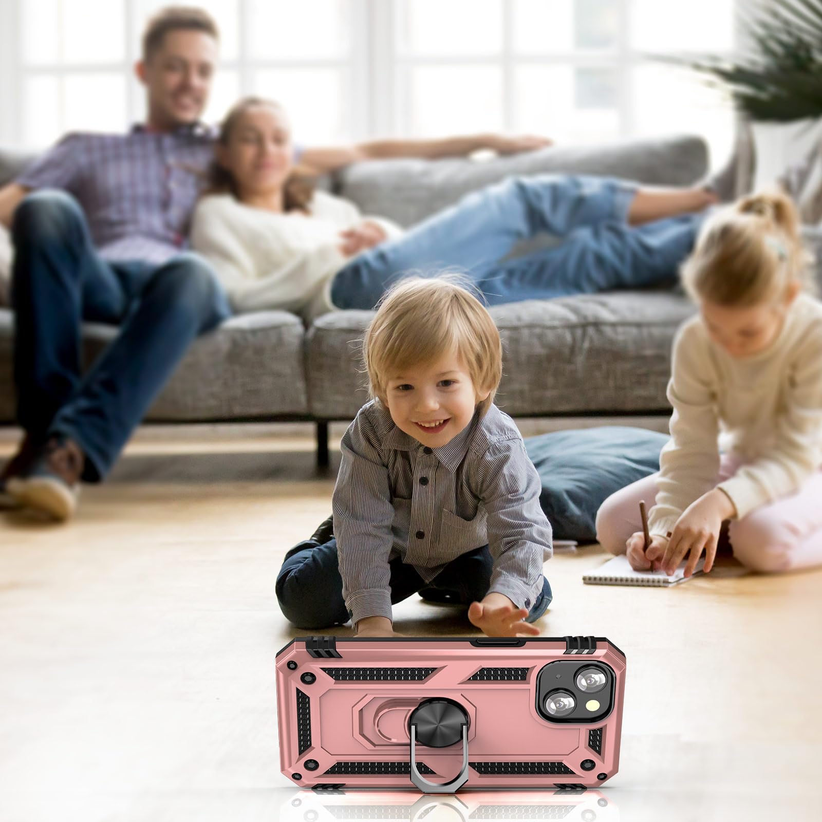 Addit Phone Case For Iphone 13 Case Iphone 13 Phone Case Woman, With Ring Holder Stand, Support Magnet Car Mount, Military Grade