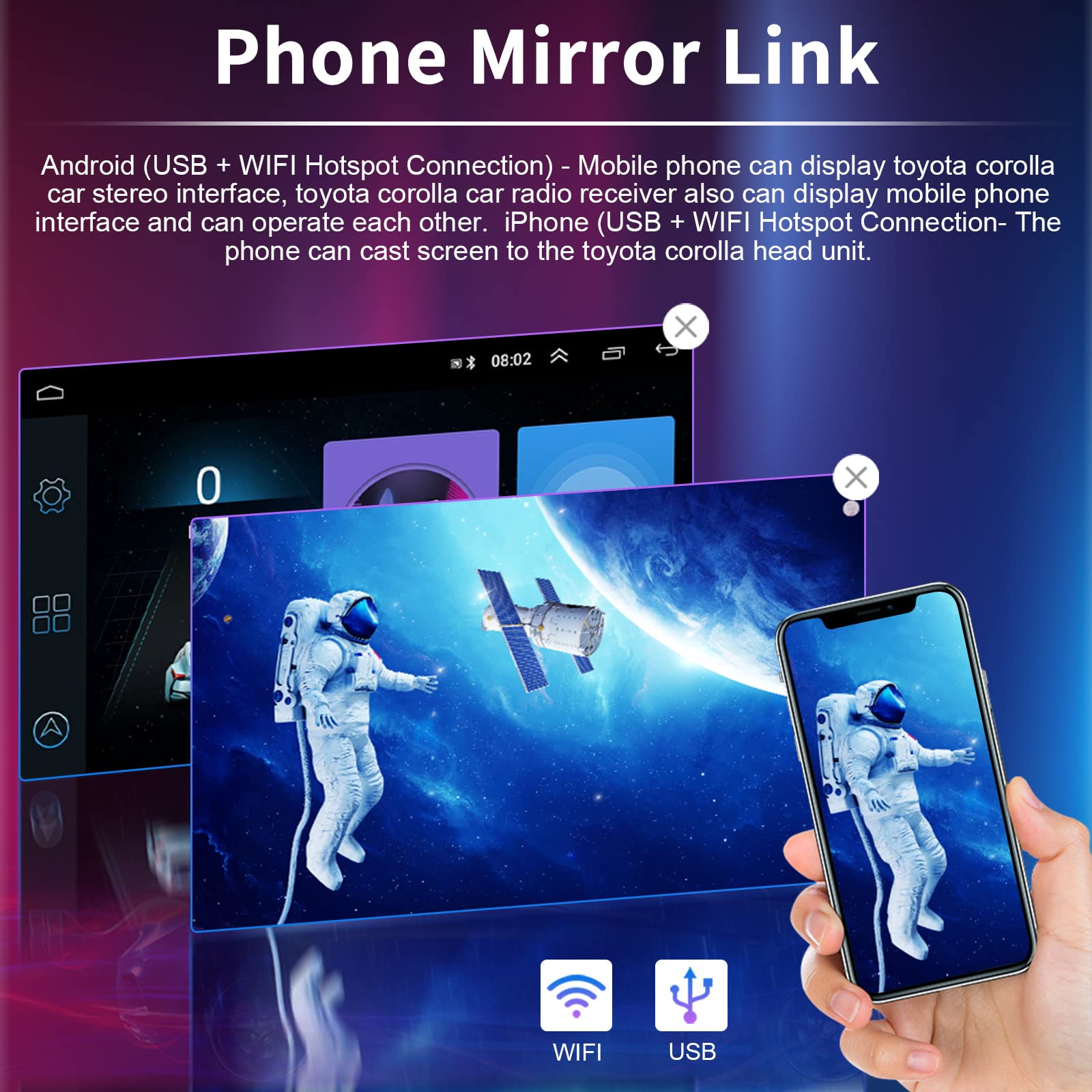 Roinvou For Toyota Corolla 2009 2013 Android Car Radio Stereo, 9 Inch Capacitive Hd Touch Screen Mirror Link Gps Navigation Head