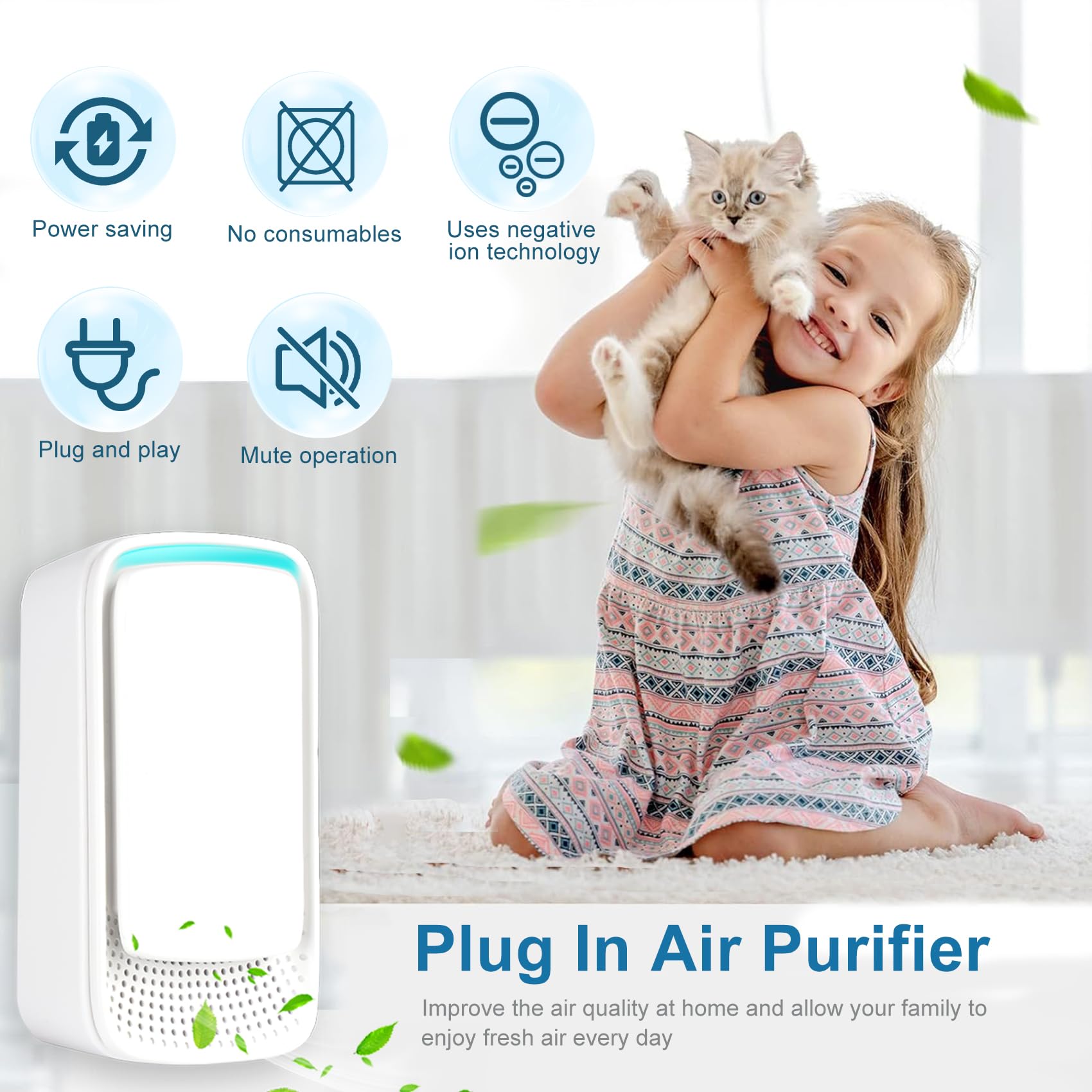 Klveu Negative Ion Plug In Air Purifier,Ionic Air Purifiers For Home, Bedroom, Office, Mini Portable Air Ionizers (1)