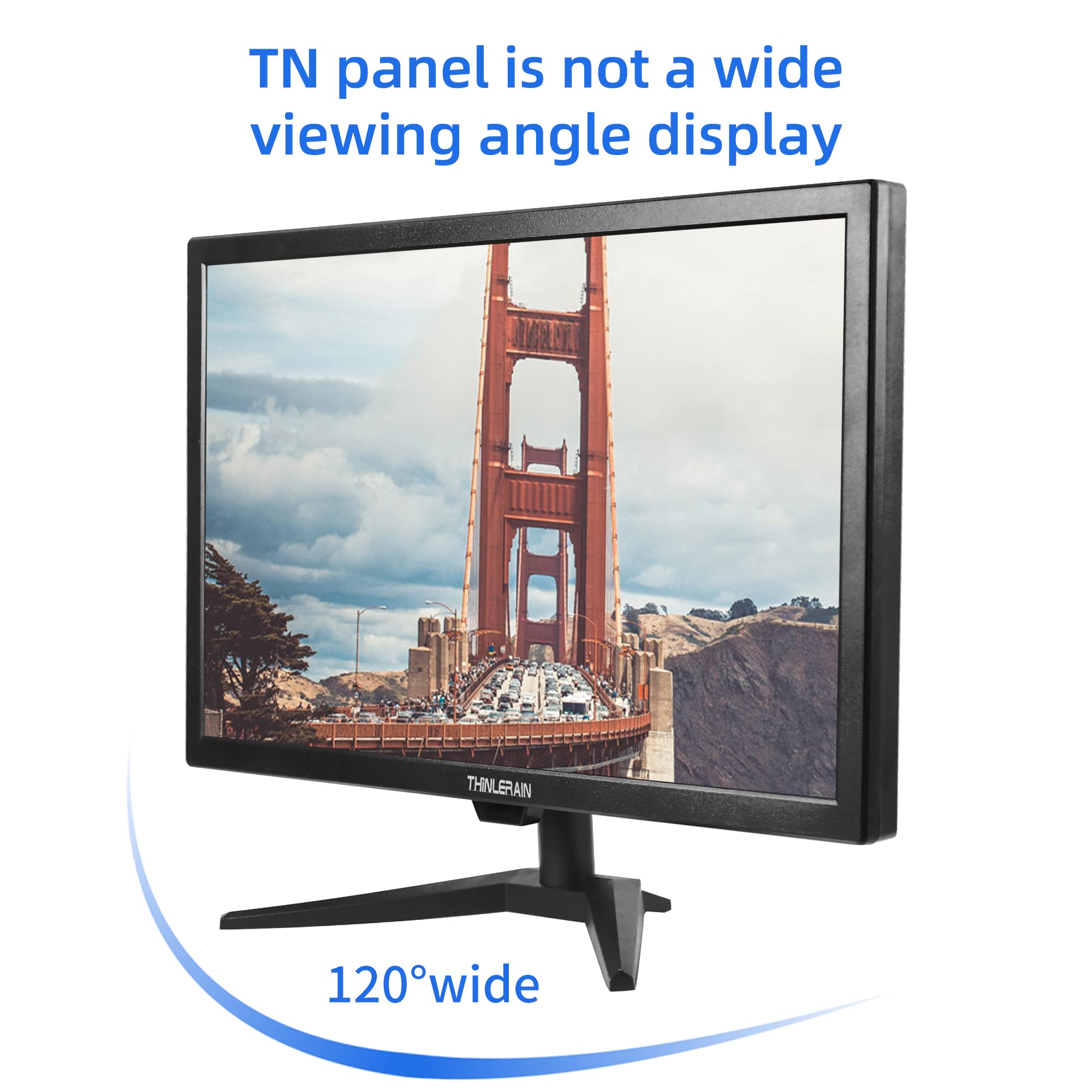 Thinlerain 20'' Pc Monitor 16:9 1600X900 Kitchen Monitor, Led Monitor Build In Speaker, 5Ms, 60 Hz, Vesa Mountable, With Vga Hdm