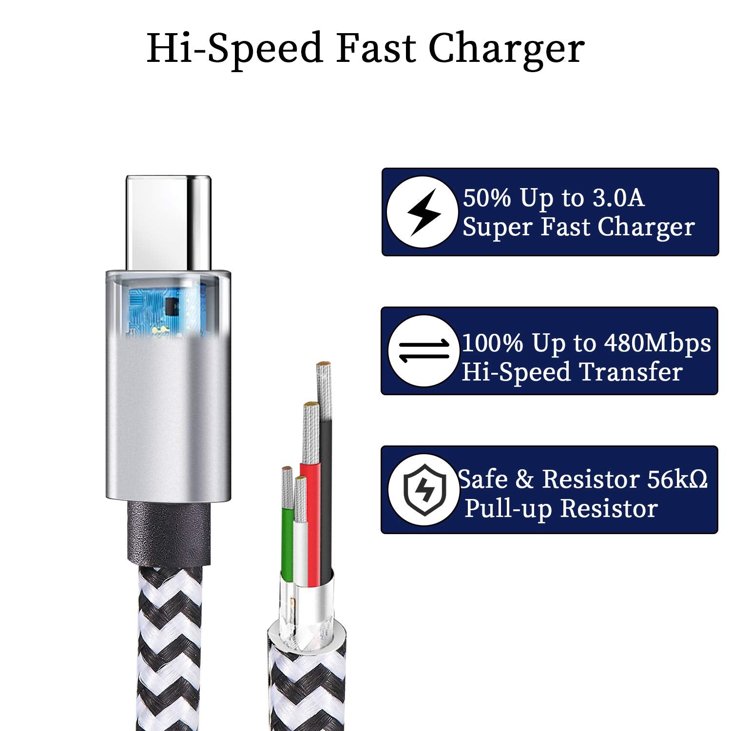 Qqlike Usb Type C Cable, 5 Pack (6Ft) Nylon Braided Usb C Cables 3A Fast Charging Charger For Samsung Galaxy S9/S8 Note8/9 20 10