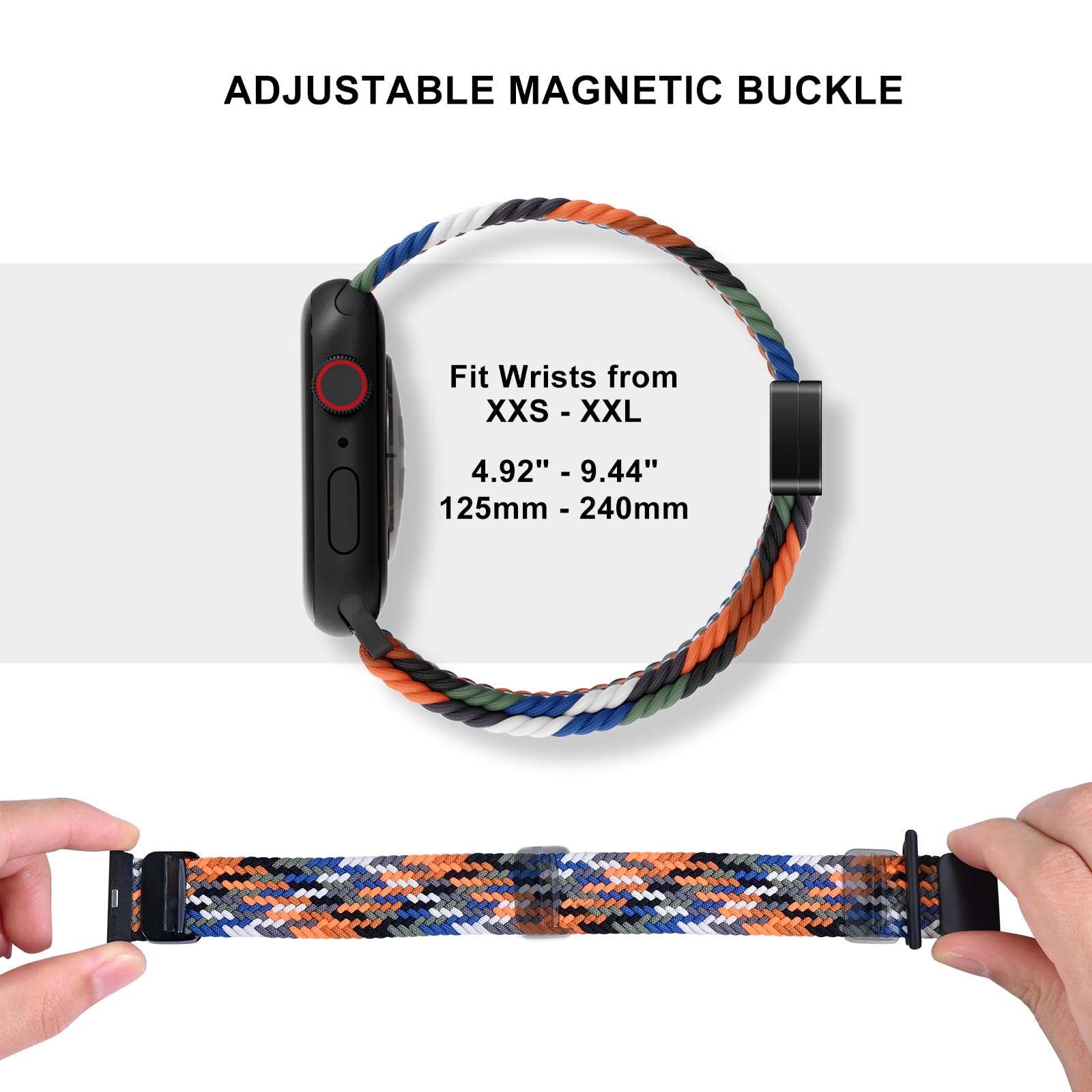 Omecky Magnetic Braided Solo Loop Band Compatible With Apple Watch Series 9 8 7 6 5 4 3 38Mm 40Mm 41Mm For Women Men, Stretchy N