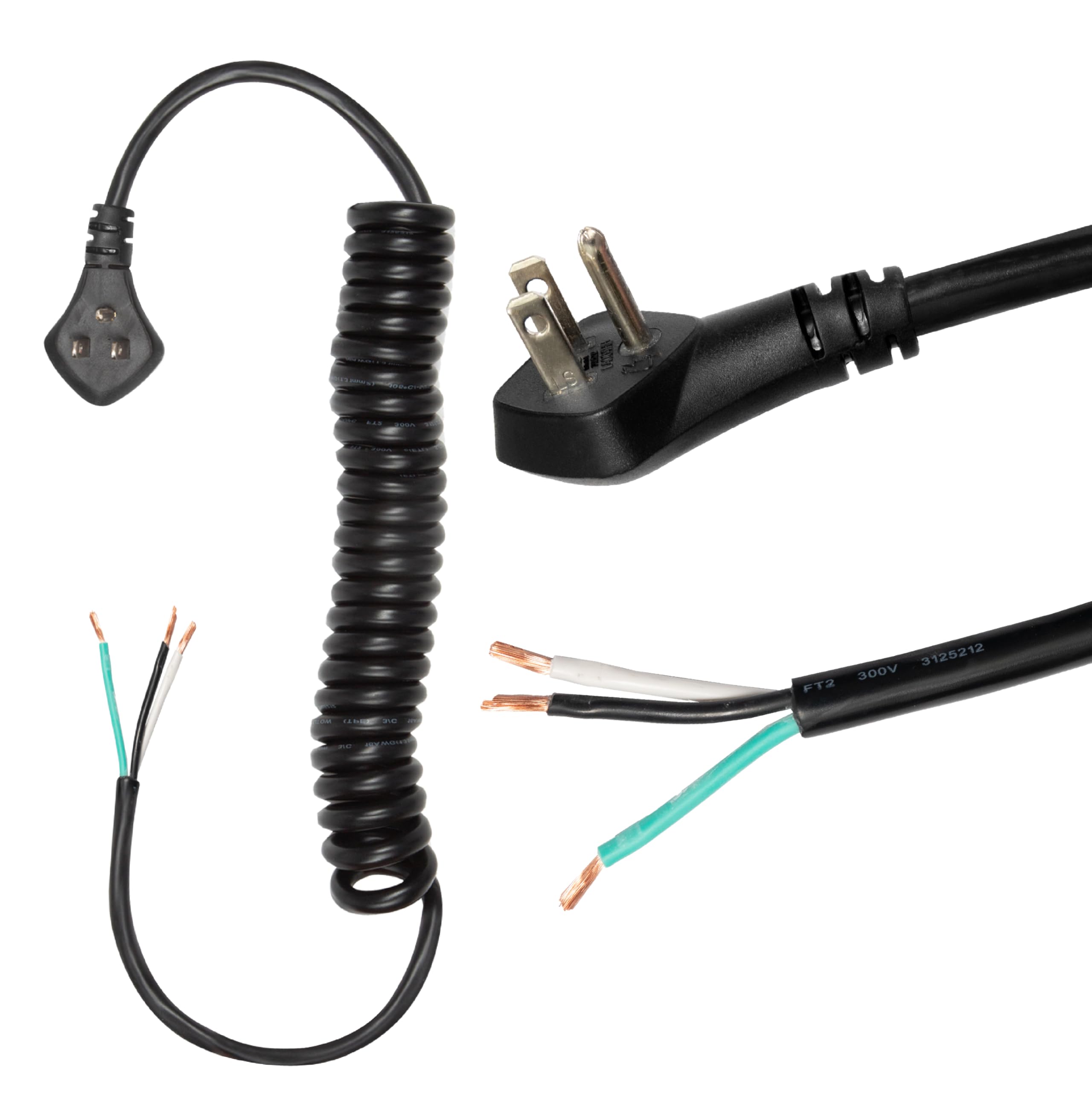 Iron Forge Cable Coiled Extension Cord Replacement 15 Ft   12 Gauge 15 Amp Heavy Duty Power Extension Cords   Sjeow Oil Resistan