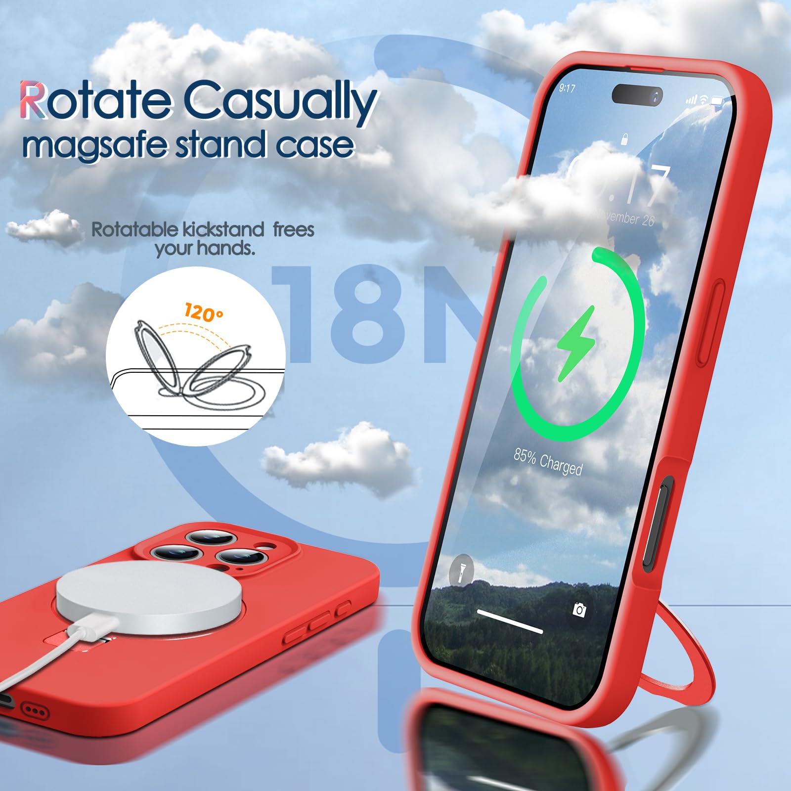 Kmambag Mag Ring Designed For Iphone 16 Pro Max Case, Liquid Silicone [Moisturizing Factor] Extreme Soft Slim Phone Case With St