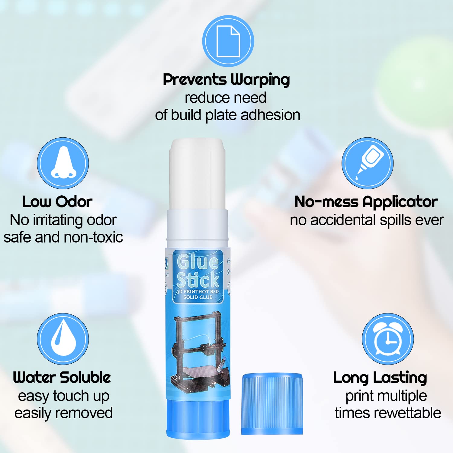 Outus 3D Printer Glue Sticks Pvp Solid Glue Sticks For 3D Printer Hot Bed Removing Printing Models(6 Pieces)