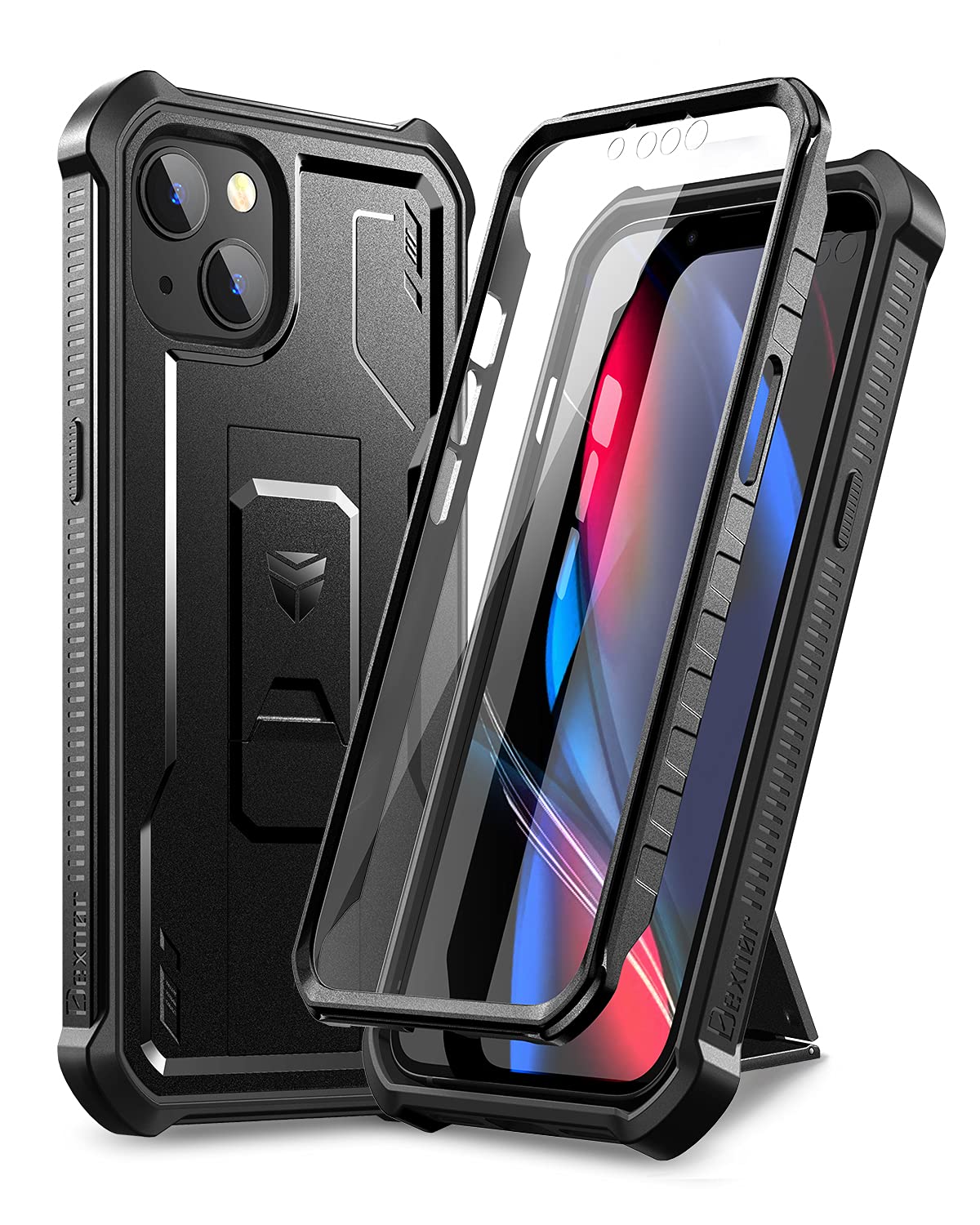 Dexnor For Iphone 14 Case For Iphone 13 Case 6.1 Inch, [Built In Screen Protector And Kickstand] Heavy Duty Military Grade Prote