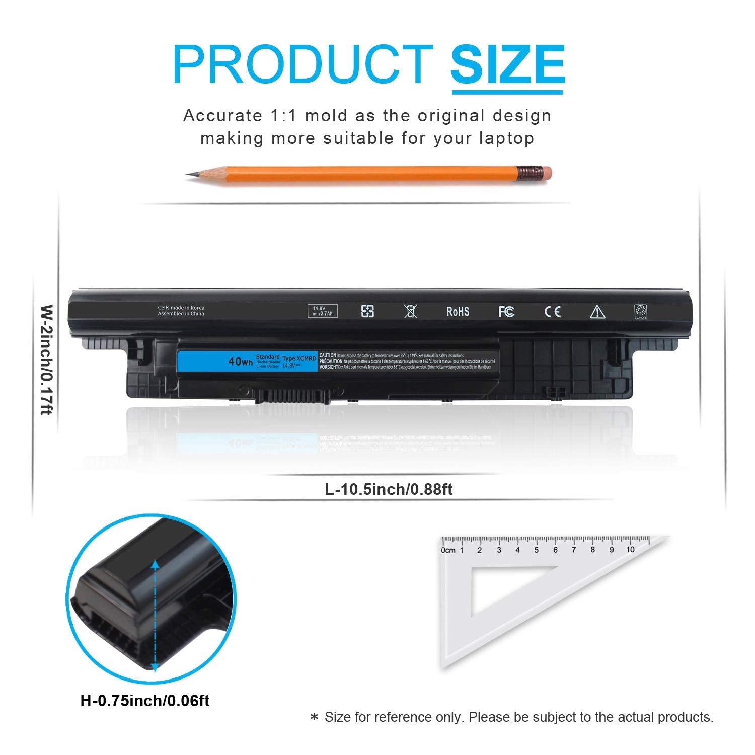Emanjor XCMRD 40Wh 14.8V Li-ion Laptop Battery 4-Cell for Dell Inspiron Latitude Vostro