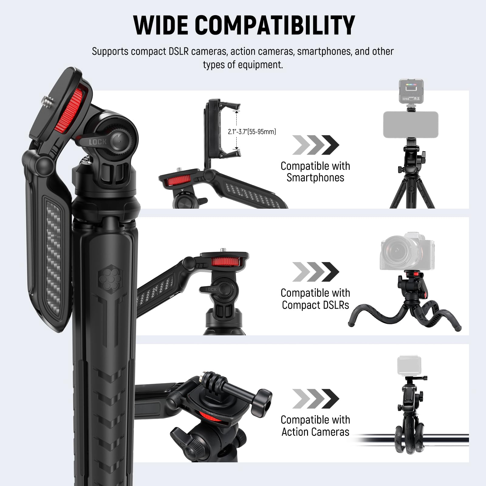 Neewer Mini Flexible Tripod For Iphone & Camera With Remote/Handle/Phone Holder/Action Camera Adapter, Portable Pocket Desk Trip