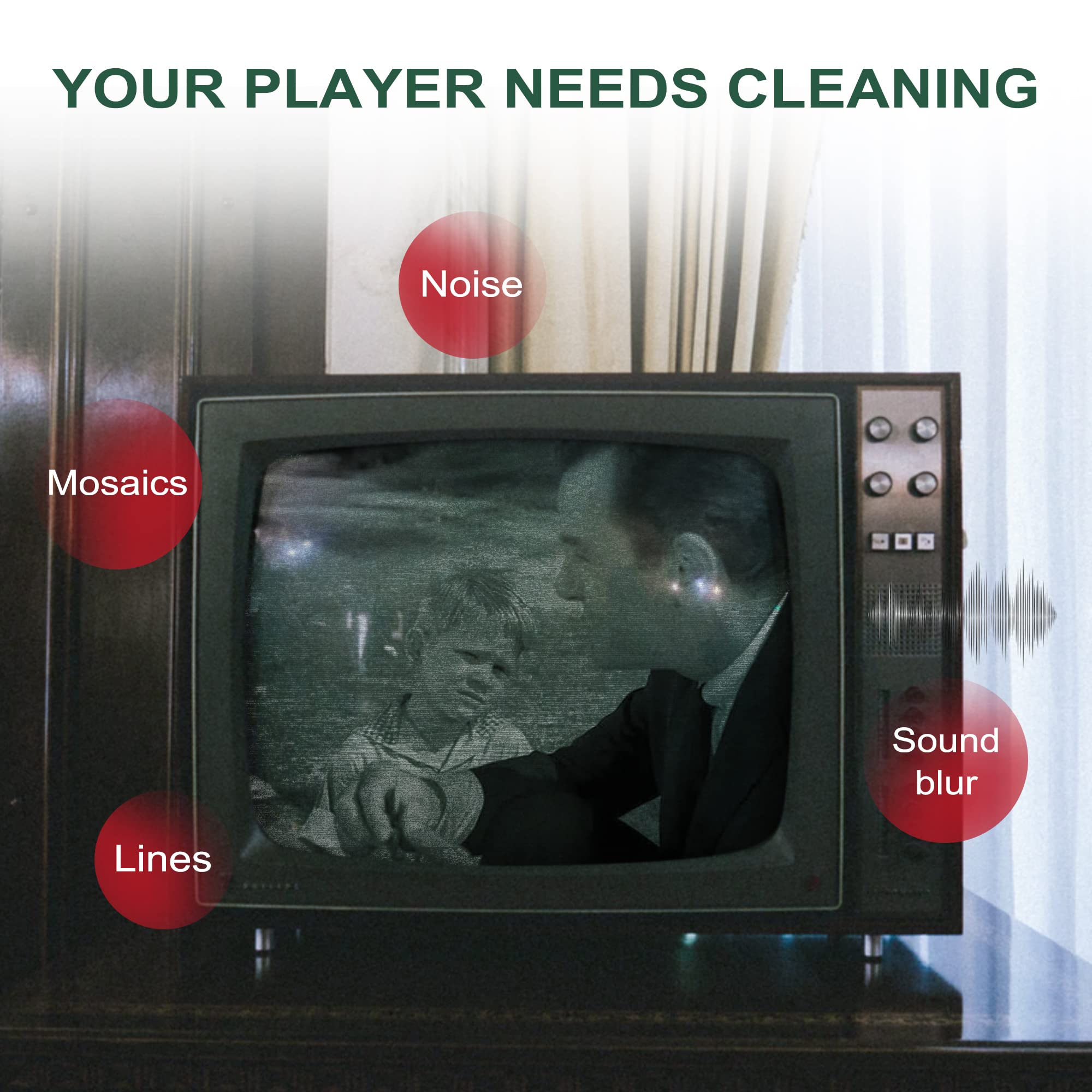Nicer VCR Head Cleaner Tape - Wet Type for VHS Players, Effective Video Head Cleaning Solution