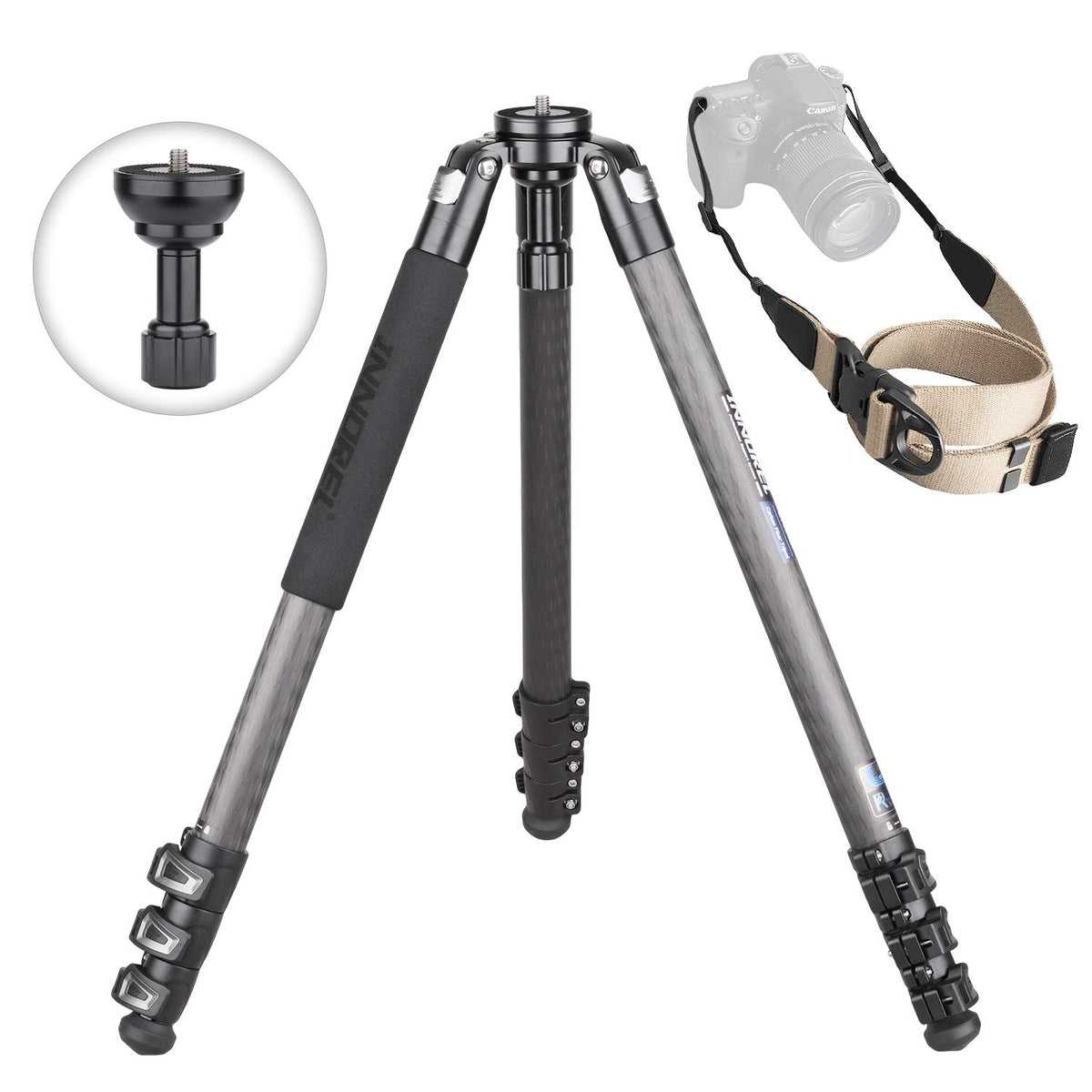 Innorel St324Ct/St324Cf Carbon Fiber Tripod Max Height 160Cm Max Load 30Kg Max Tube Dia 32Mm Professional Birdwatching Heavy Duty Camera Stand (Fast Flip Lock)