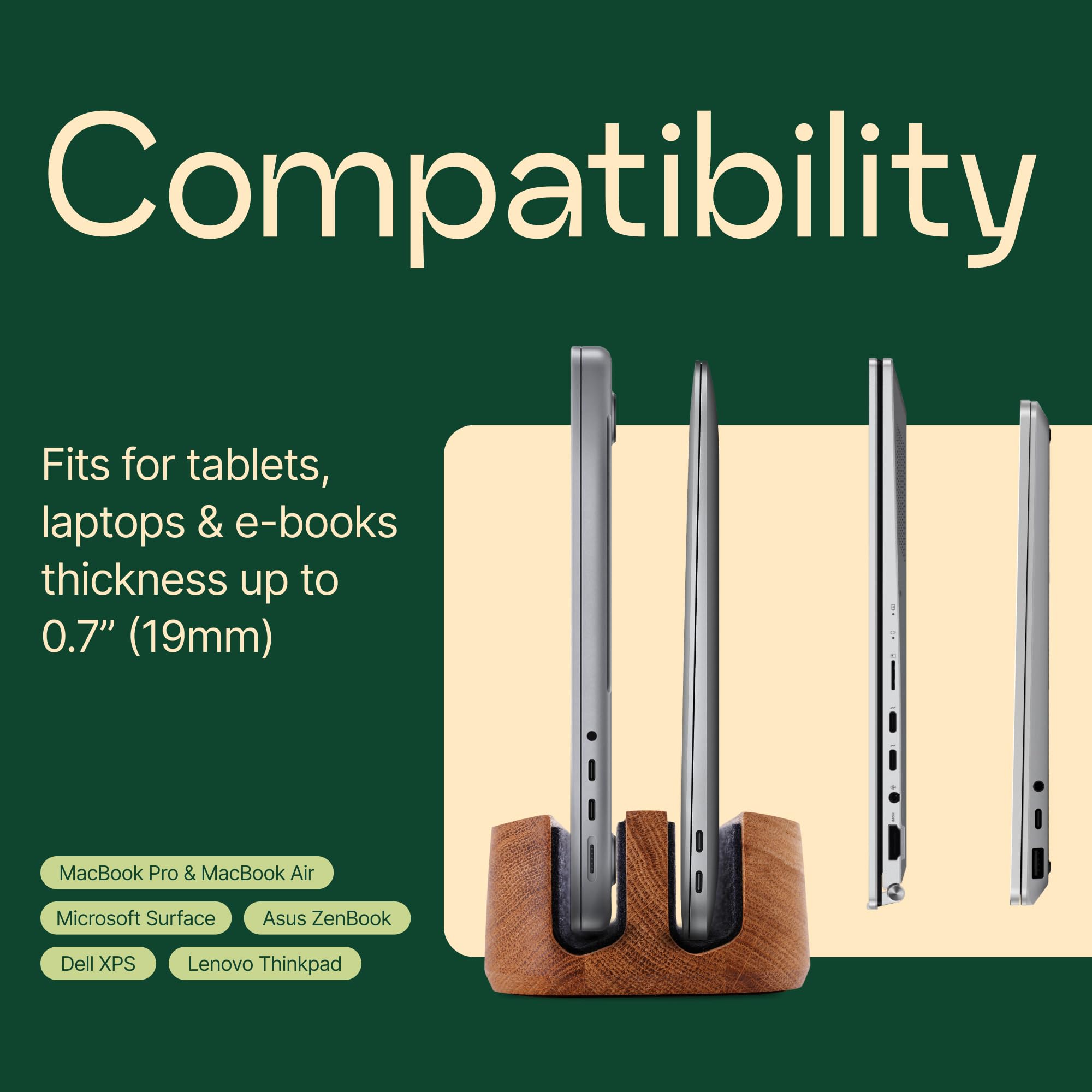 Thehrdwoodcom Laptop Stand Vertical Laptop Holder For Desk - All Macbook Vertical Stand Up To 0.7 Thick - Handmade Macbook Hol