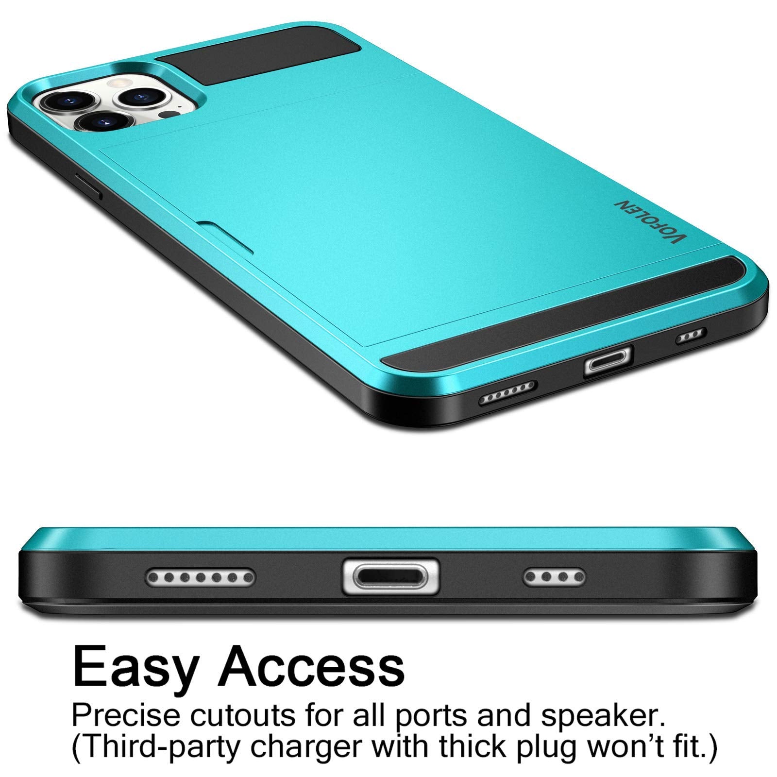 Vofolen Compatible With Iphone 12 Pro Case Wallet 5G Cover Credit Card Holder Id Slot Sliding Back Pocket Anti Scratch Dual Laye