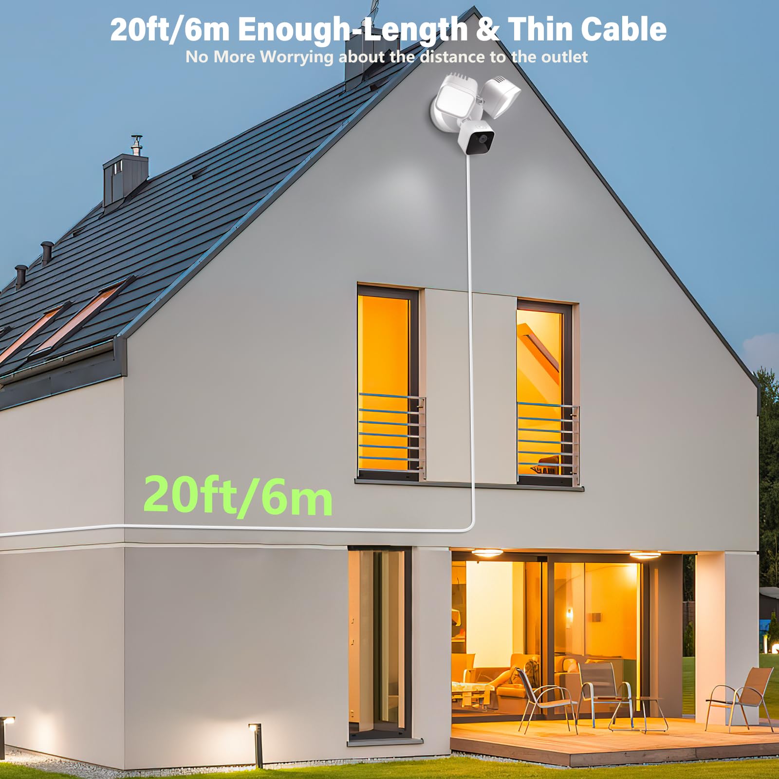 Power Cable And Plug In Mount For Floodlight Cams Compatible With Floodlight Cam Wired Pro/Plus, Blink Wired Floodlight Camera,