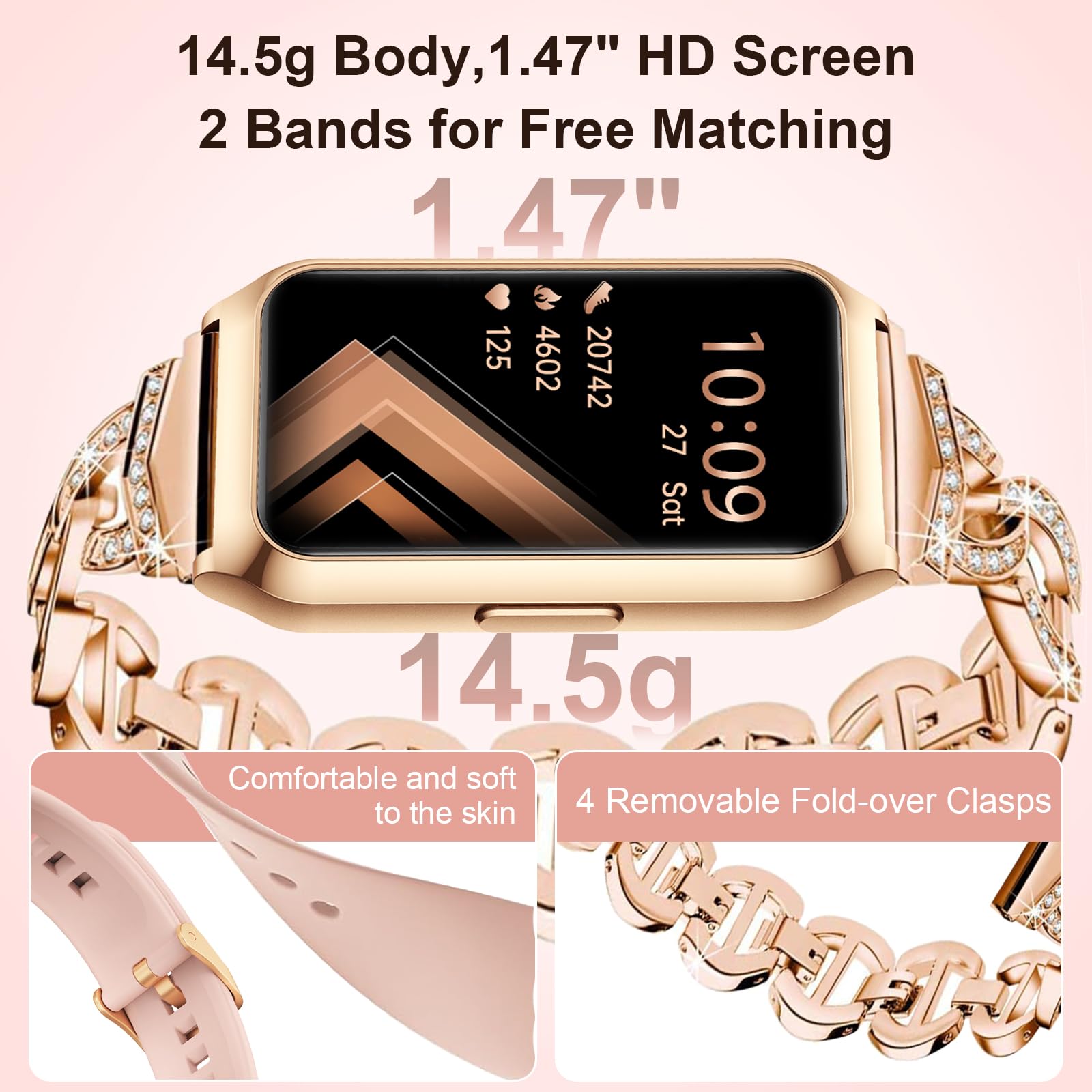 Gadixy Fitness Tracker,Smart Watch With 24/7 Heart Rate/Step/Calories,Activity Tracker,Aluminium Case,Blood Oxygen Sleep Monitor