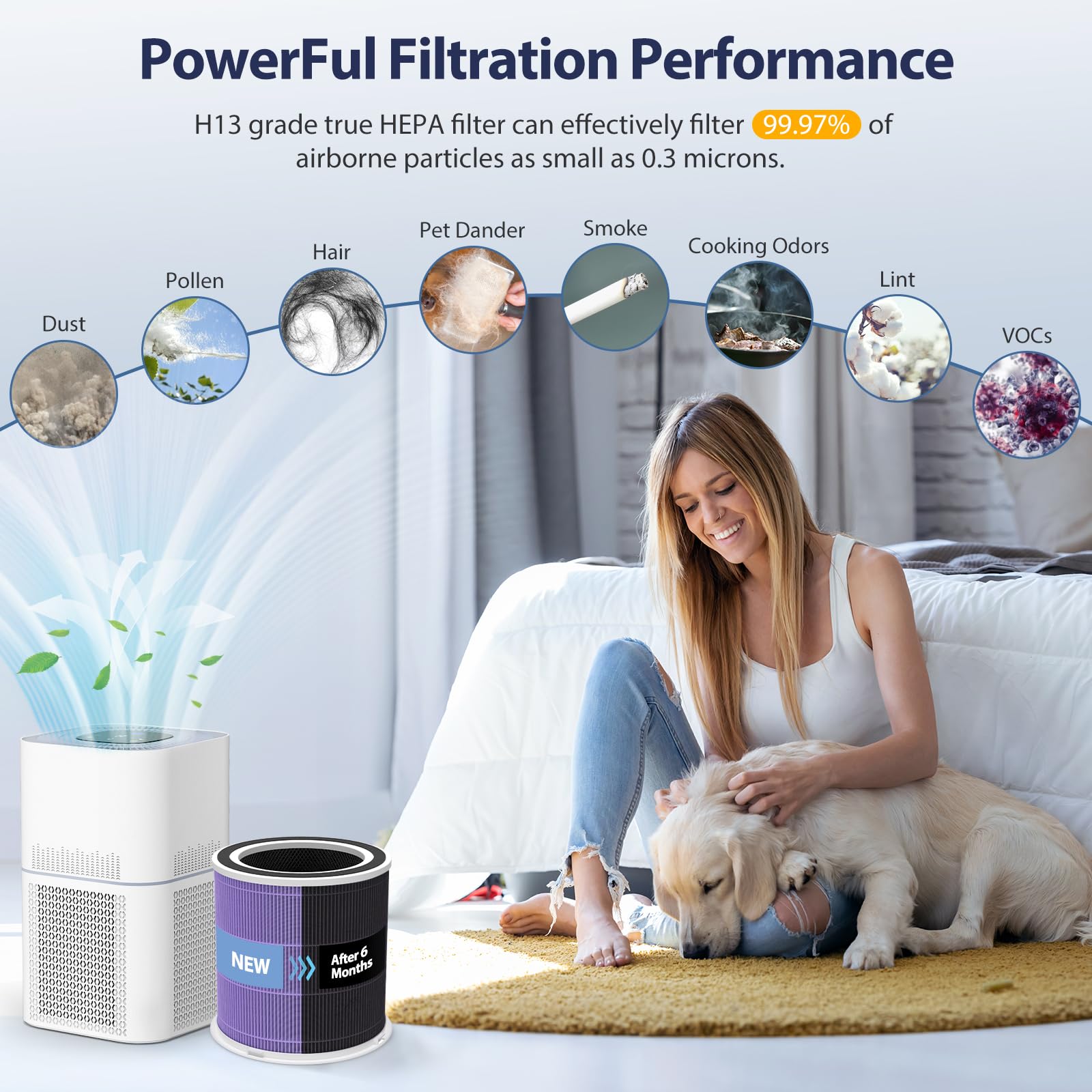 Ap301 Pet Care Replacement Filter, Compatible With Dayette Ap301 Ap302 & Jowset Ap301 Ap302 Air Purifier, H13 True Hepa Filter,