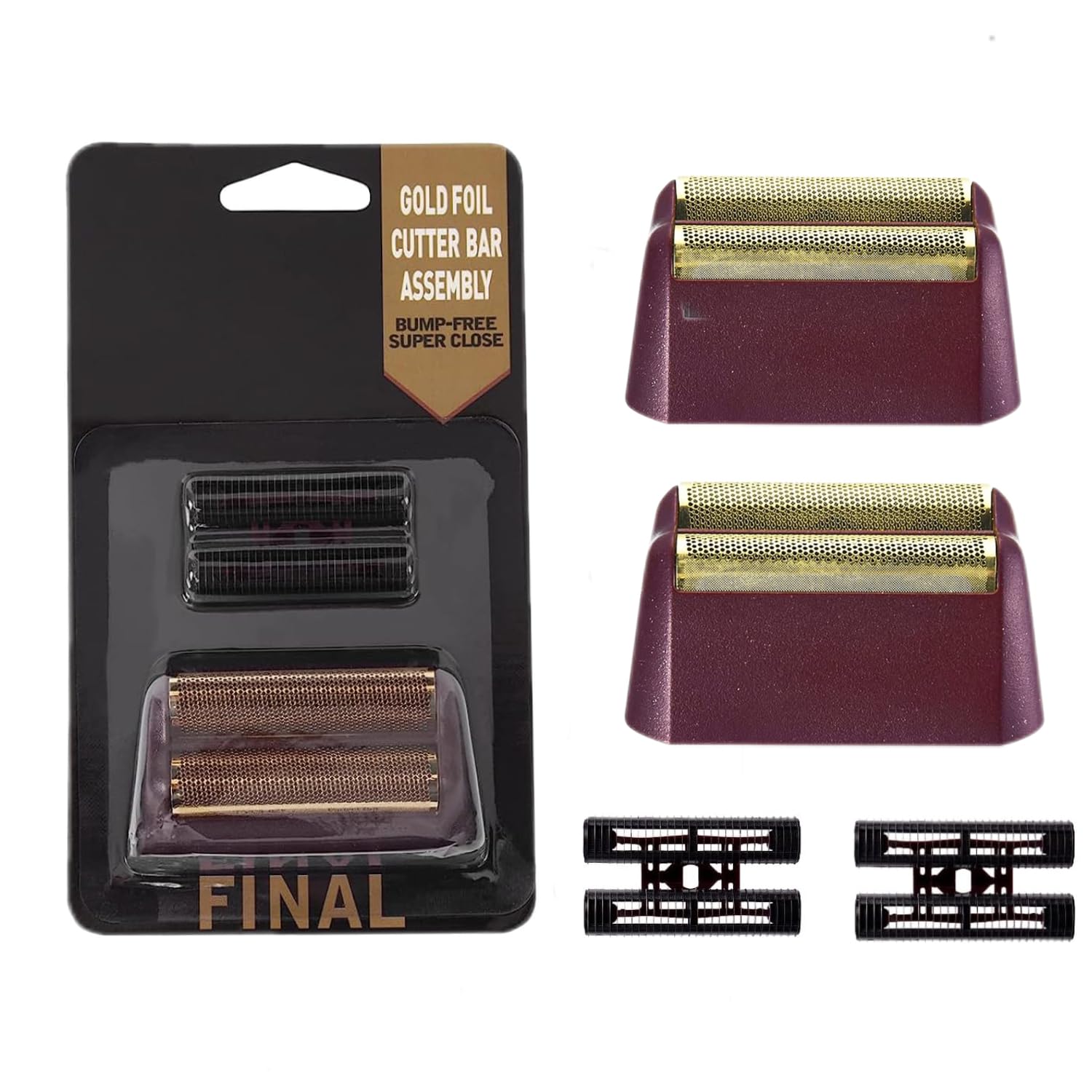 2 Pcs Professional 5 Star Series Finale Shaver Shaper Replacement Super Close Gold Foil And Cutter Bar Assembly Compatible With