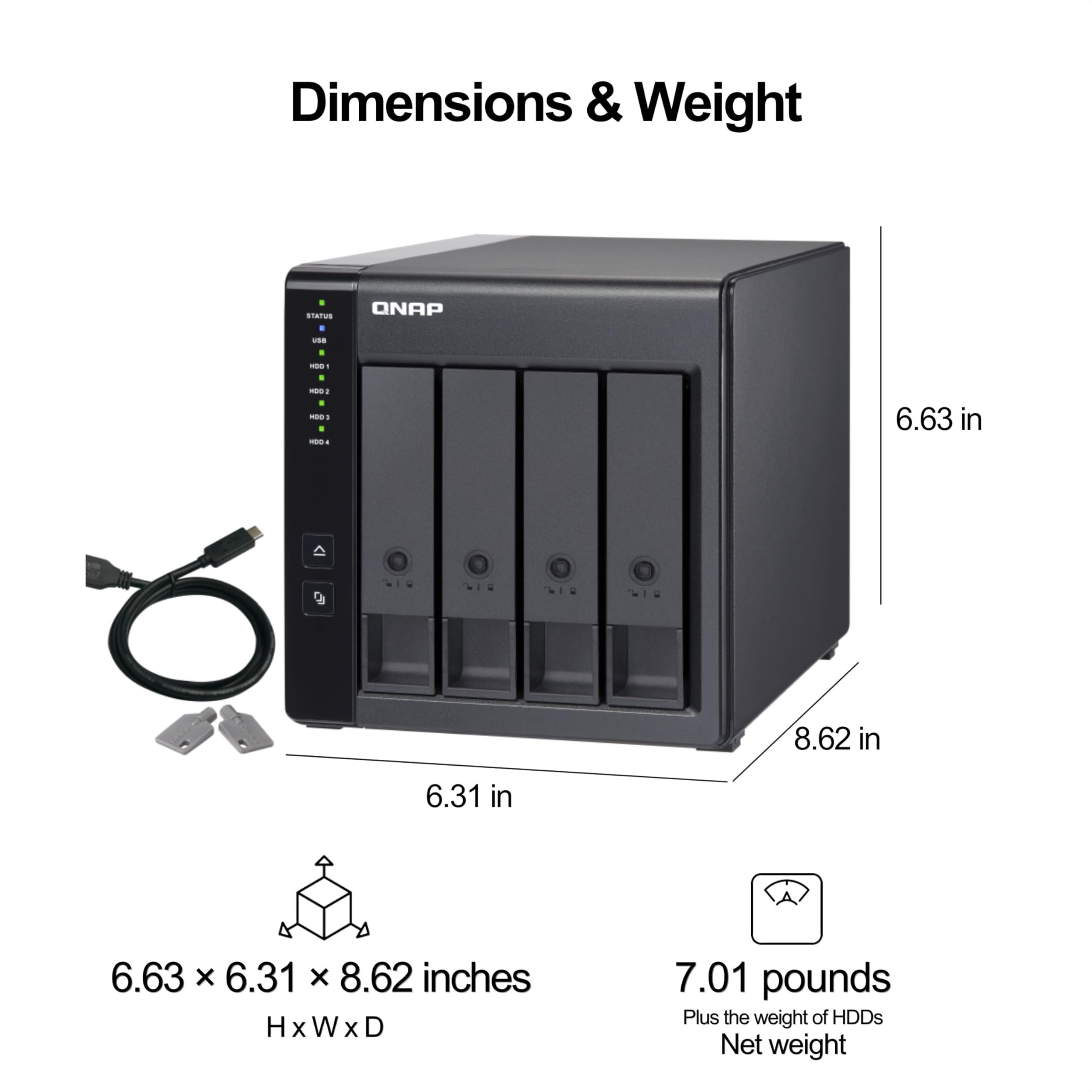 QNAP 4 Bay DAS (USB Type C) with 12TB Storage Capacity, Preconfigured RAID 5 Seagate IronWolf HDD Bundle (TR 004 44ST US)