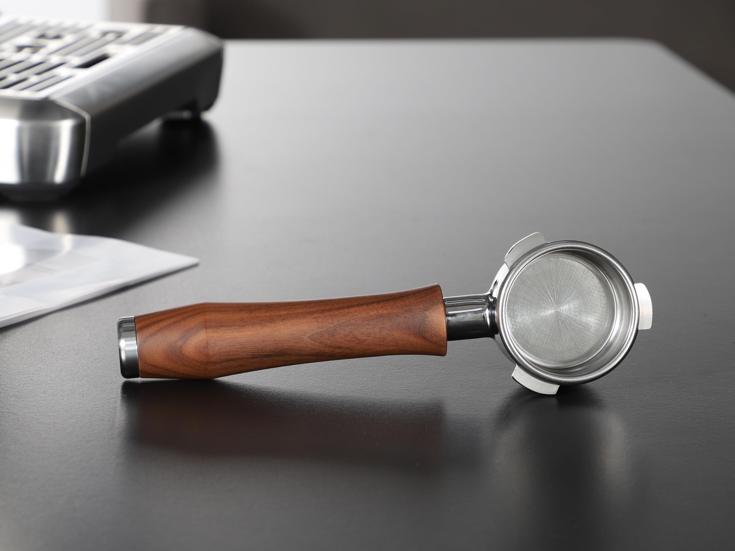 54Mm Bottomless Portafilter With Puck Screen | Fits For 54Mm Breville Machines | Stainless Steel Portafilter And Walnut Wood Han