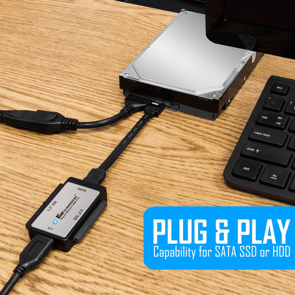 Kingwin Usb 3.0 To Ssd/Sata/Ide Universal Adapter For 2.5 Inch, 3.5 Inch, 5.25 Inch Hard Drives. Compatible W/ (Sata I/Ii/Iii) H