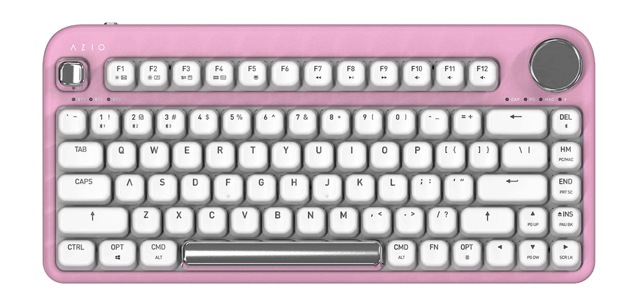 Azio Izo Wireless Bt5/Usb Pc & Mac Mechanical Keyboard, Pre Lubed Red Switches, Pink Blossom (Ik408)