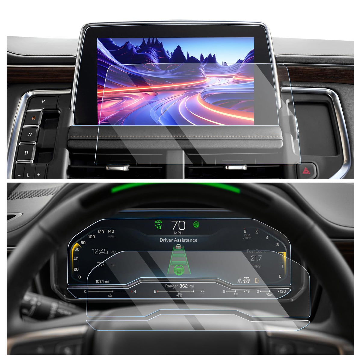 Cdefg 6Pcs 2021-2024 Tahoe Anti Glare Screen Protector Compatible With 2021-2024 Chevy Tahoe Suburban/Gmc Yukon Digital Instrument Panel Screen, Anti Glare For 2024 Tahoe Suburban Yukon Accessories