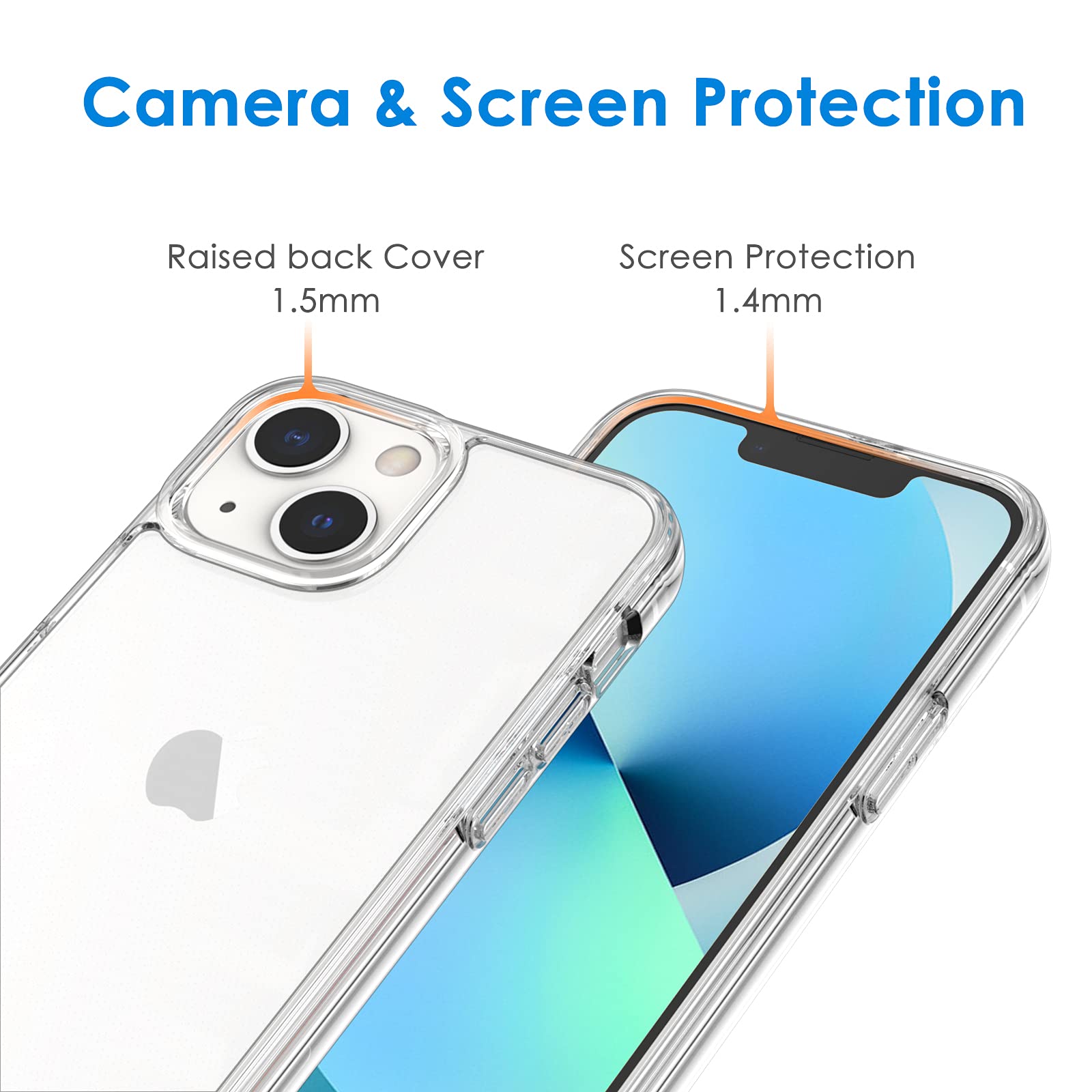 Jetech Case For Iphone 13 Mini 5.4 Inch, Non Yellowing Shockproof Phone Bumper Cover, Anti Scratch Clear Back (Clear)