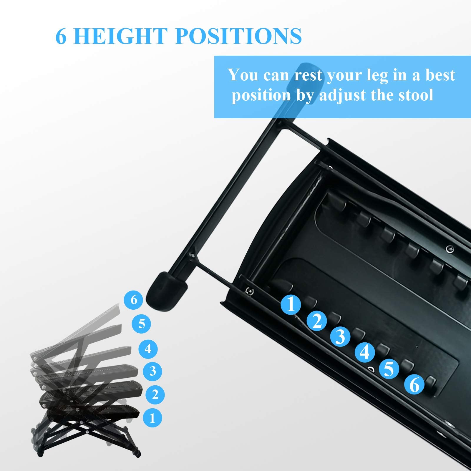 Guitar Foot Rest Stool Height Adjustable Footstool Excellent Stability With Rubber End Caps And Non Slip Rubber Pad For Classica