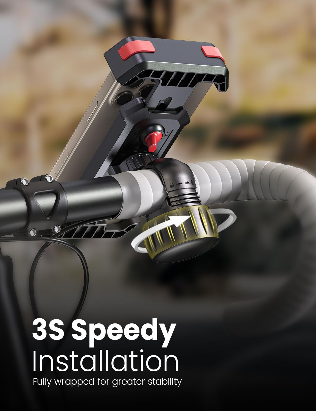 Motorcycle Bike Phone Holder, [Upgraded 3S Quick Install] [7.2 In Big Phone Friendly] Adjustable Motorcycle Phone Mount Universa