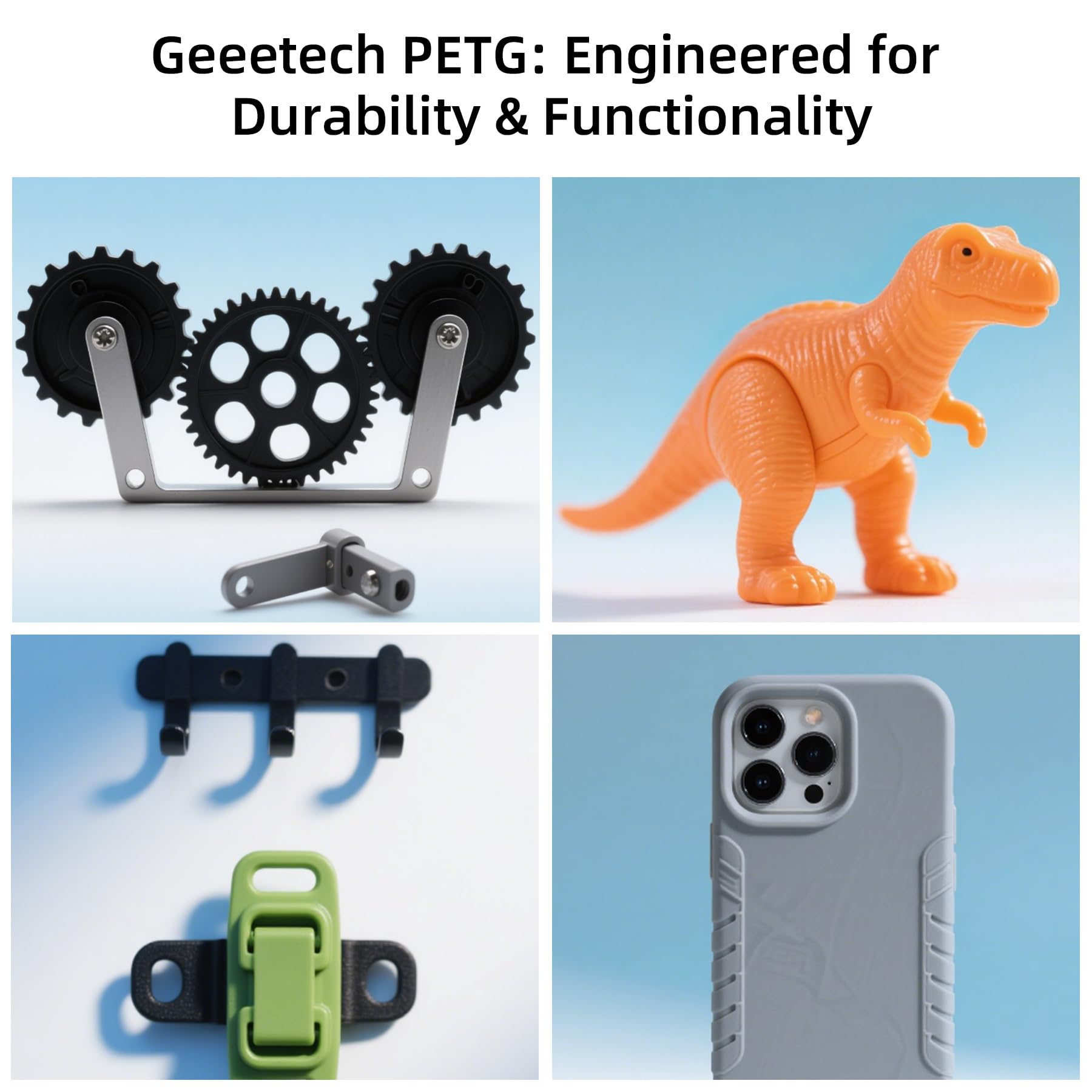 Geeetech Petg Filament 1.75Mm, 1 Kg (2.2Lbs) Spool 3D Printer Filament, High-Toughness, 0.02Mm Accuracy, Neatly Wound & Moisture