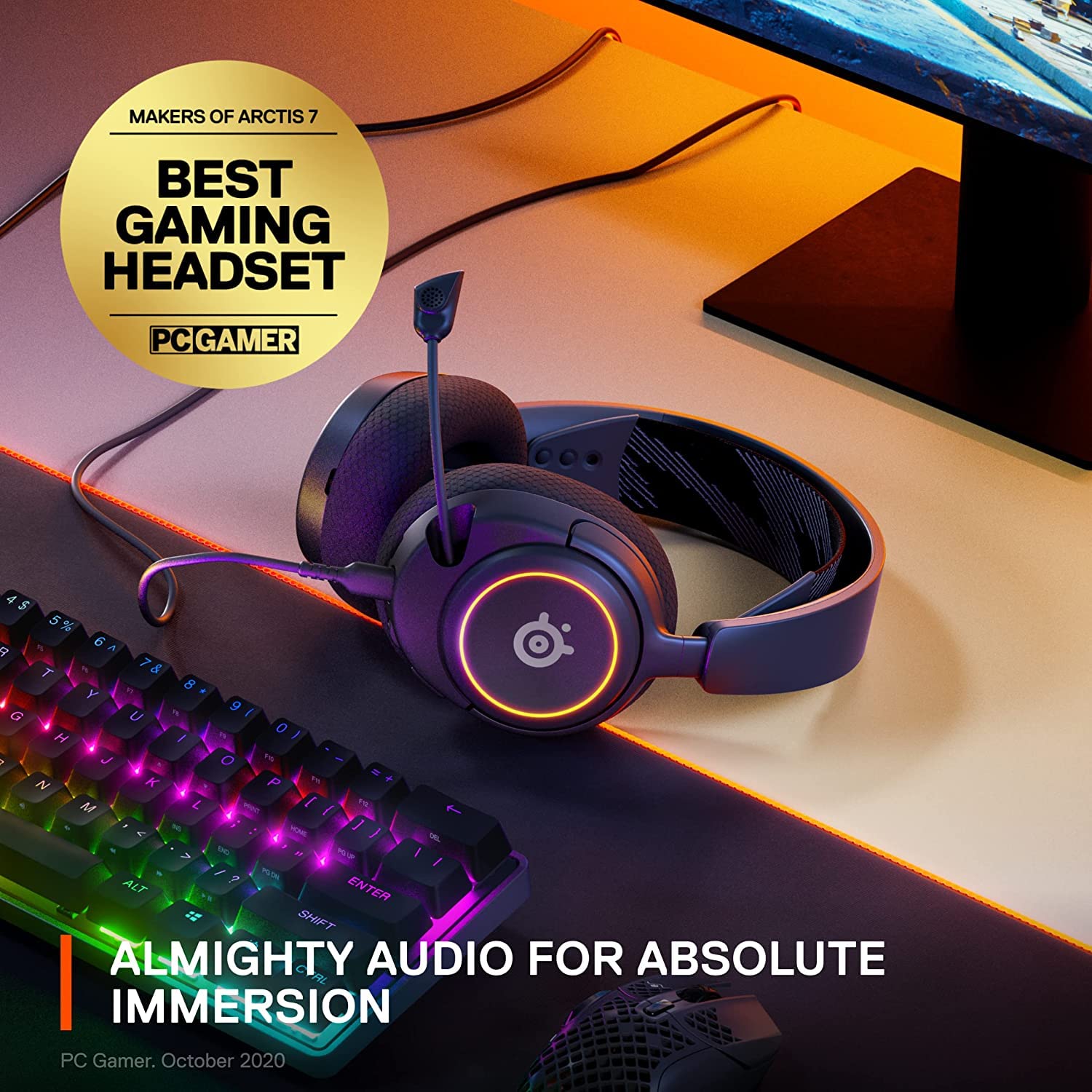 Steelseries Arctis Nova 3 - Usb-C Gaming Headset For Pc, Ps4, Ps5 & Switch - Rgb Lights - Hi-Fi Drivers - 360 Spatial Audio - Ai