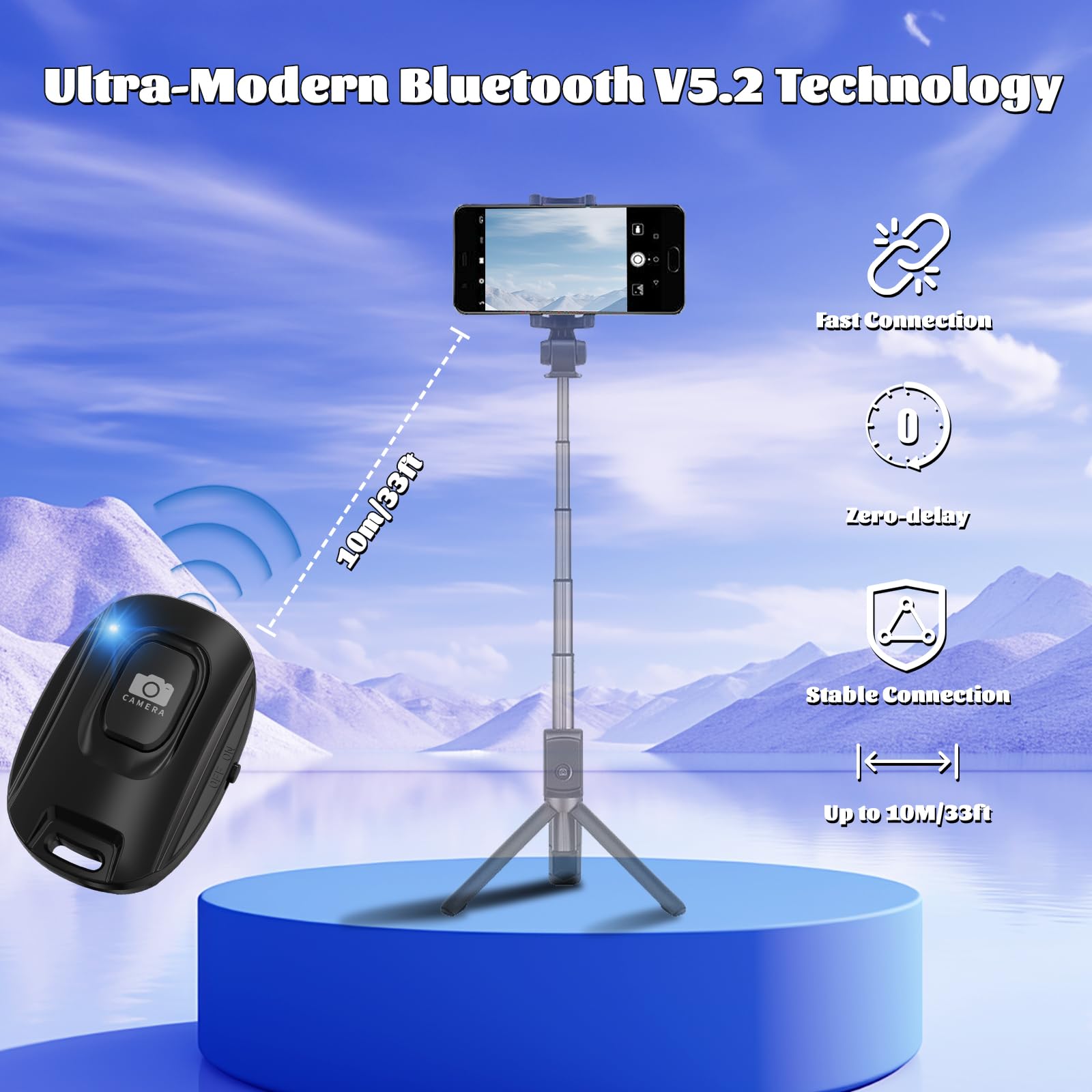 Vyviyon Bluetooth Camera Remote Shutter For Iphone And Android Smartphones, Rechargeable Wireless Phone Remote Control,Selfie Bu