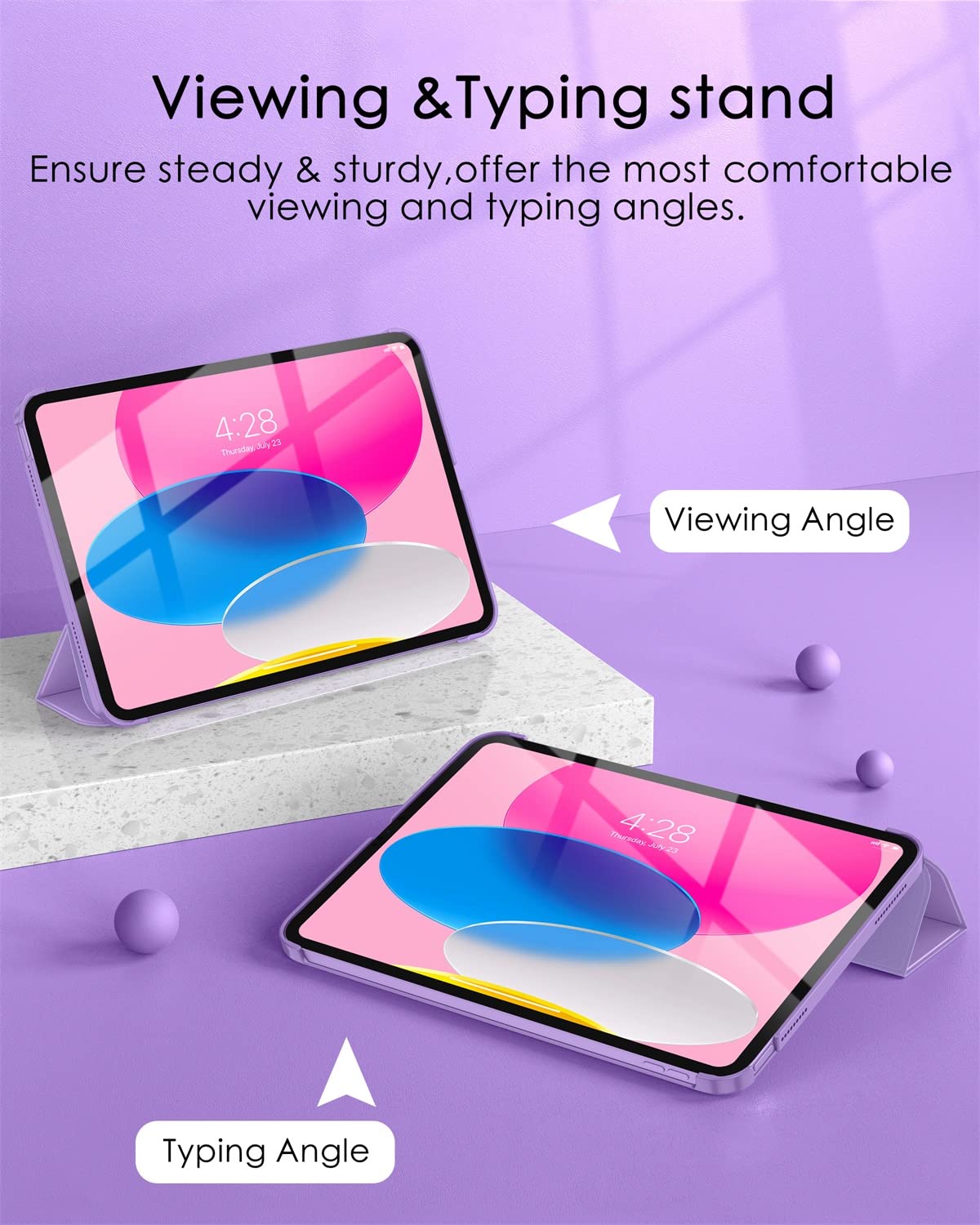 Soke Case For Ipad 11Th Generation (A16) 11 Inch 2025 & 10Th Gen 10.9 Inch 2022   [ Auto Wake/Sleep + Slim Trifold Stand], Protective Hard Pc Back Cover For Apple Ipad 11/10   Lilac