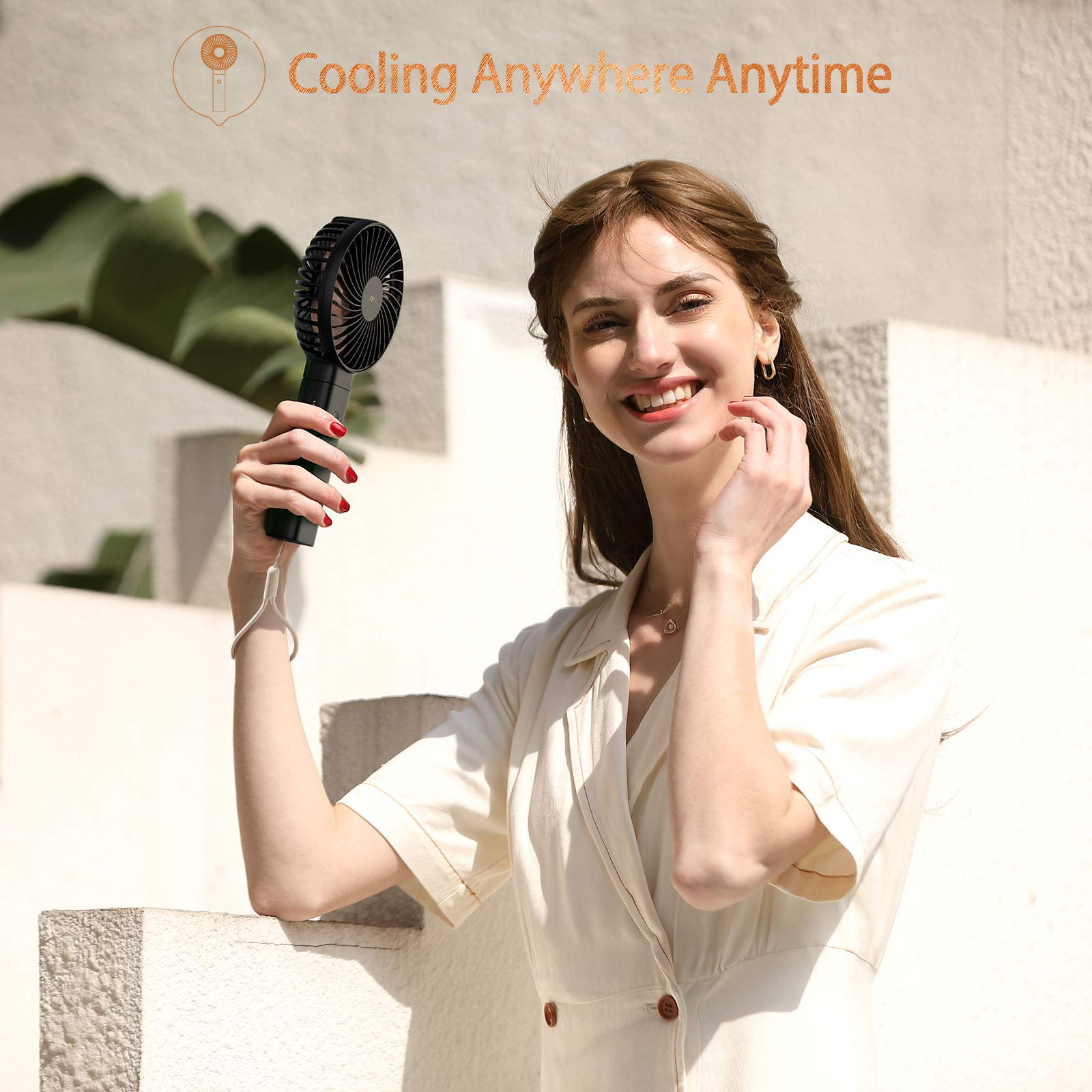 Outxe Funme Portable Handheld Fan 5000Mah Usb Desk Fan Person 4 Speed Settings For Outdoor Travel Black