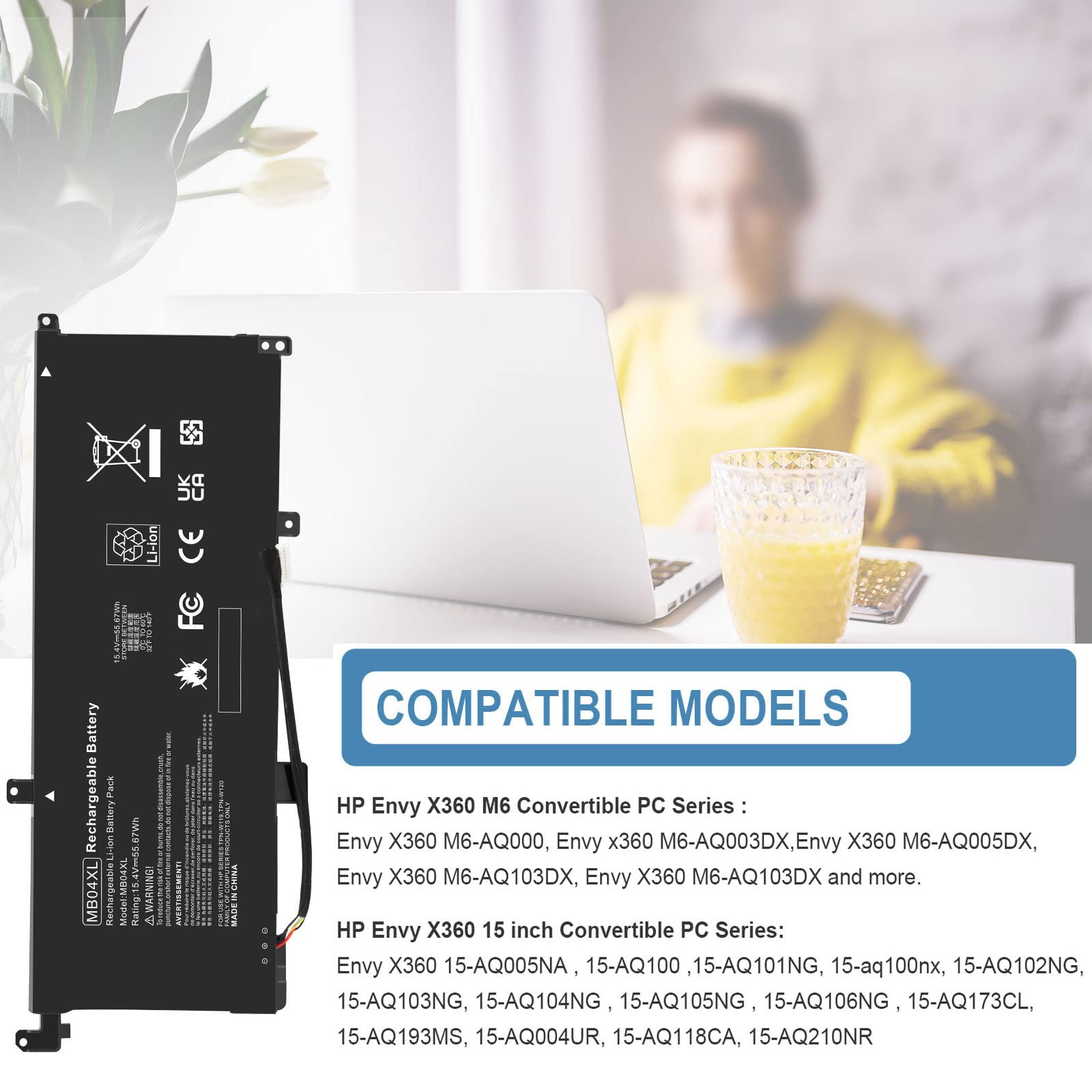 Asuncell Mb04Xl Battery For Hp Envy X360 M6 Aq105Dx M6 Aq103Dx M6 Aq005Dx M6 Aq003Dx M6 Ar004Dx 15 Aq273Cl 15 Aq100Nx 15 Aq267Cl