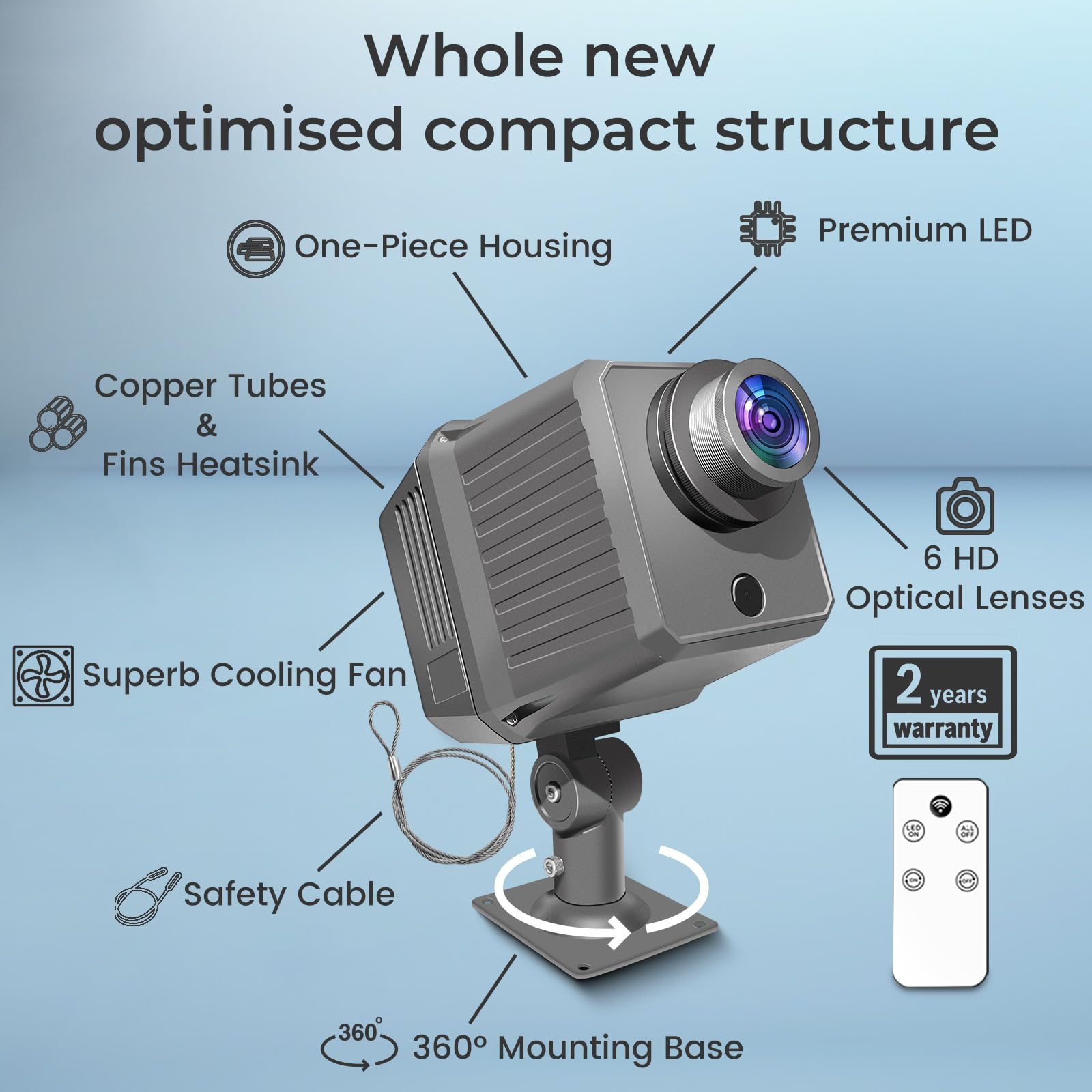 Laulgpoha 120W Logo Gobo Projector For Business, Rotational Super Bright Projection With Remote Control And Glass Lens, Triple C