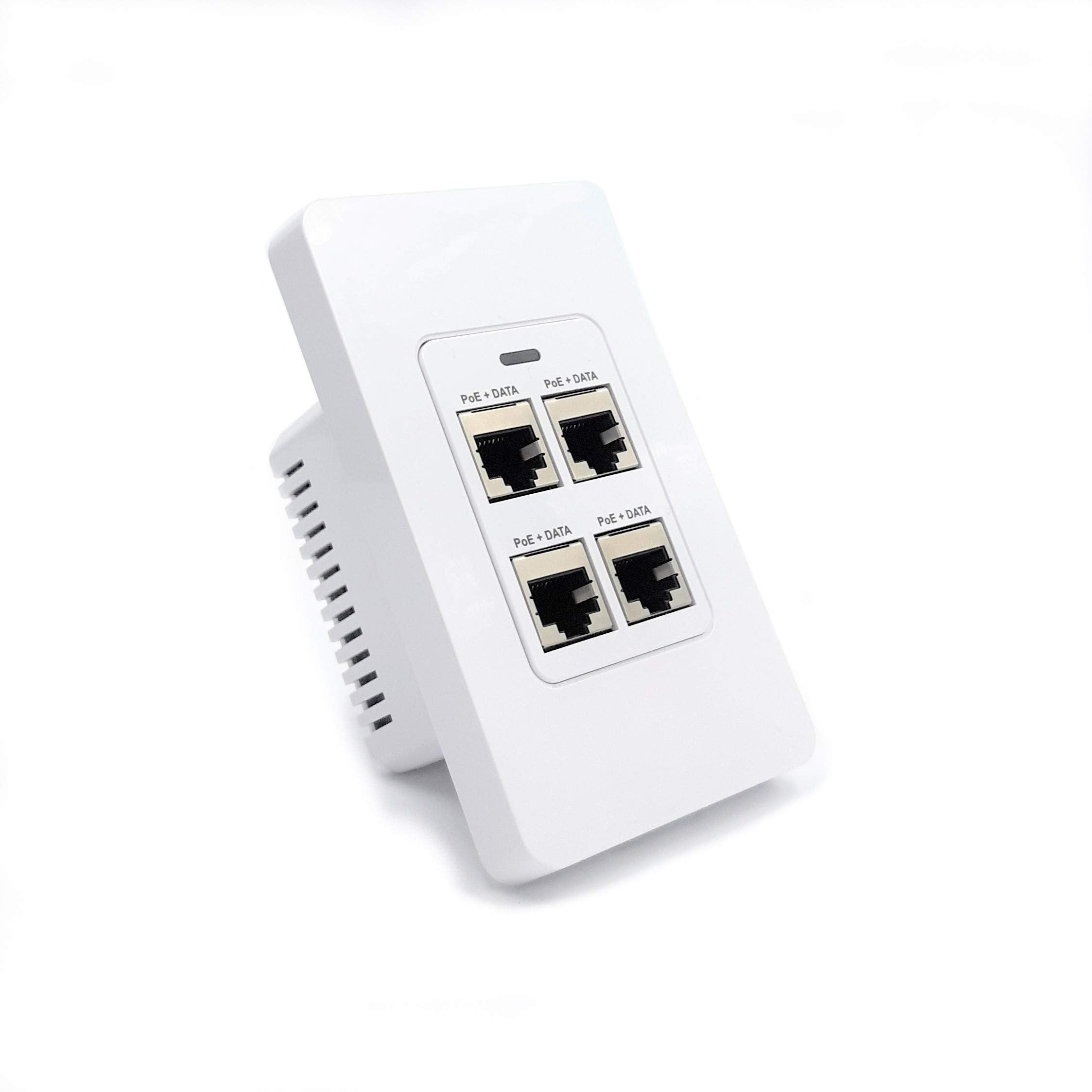 Poe Texas 4 Port Inwall Gigabit Poe Extender   Power Over Ethernet In Wall Switch Plate With Ieee 802.3Bt Uplink & Full Passthro