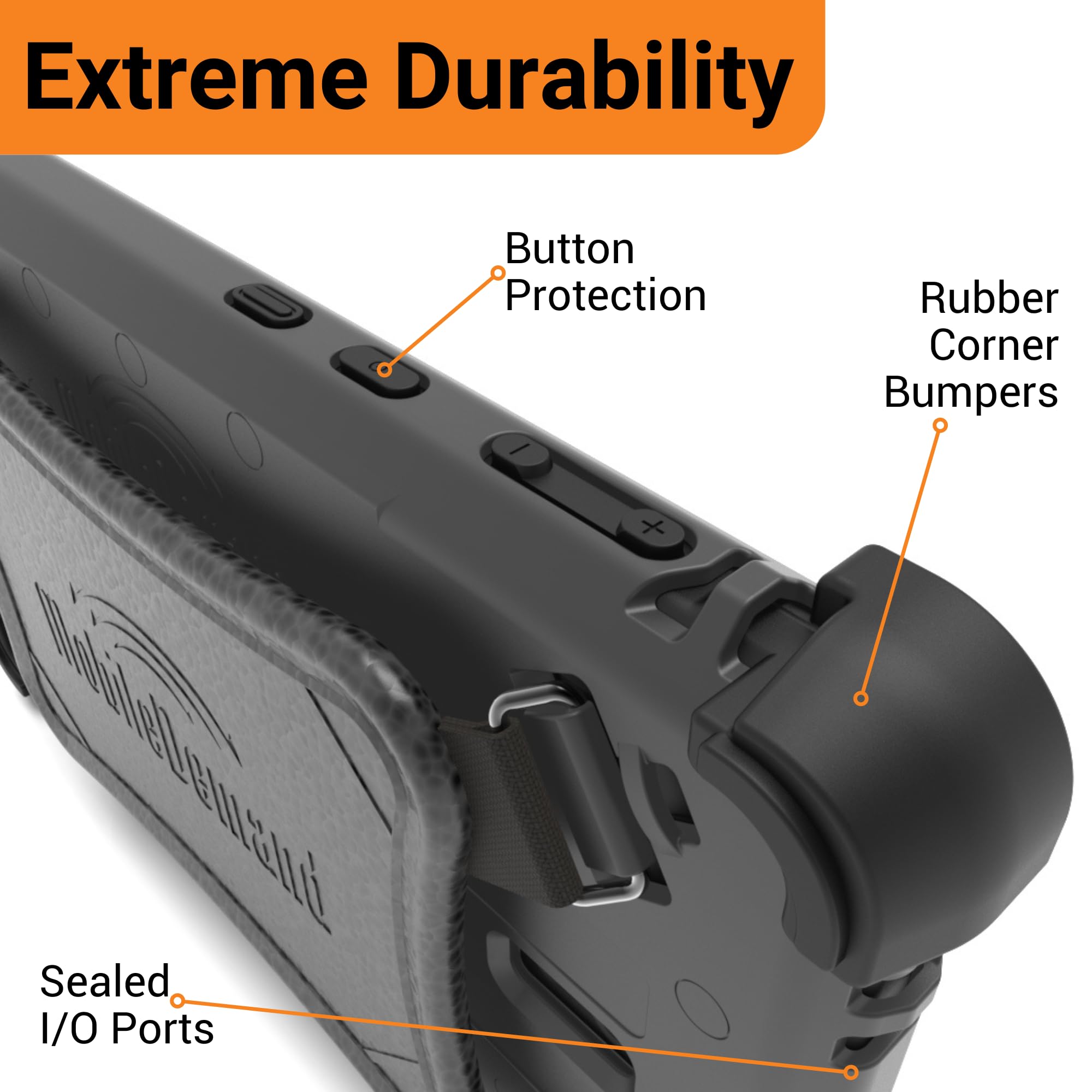 Mobiledemand Ultra Rugged Case For Samsung Galaxy Tab Active3   Briefcase Handle, Back Hand Strap   Port Cover   Shock Absorbing