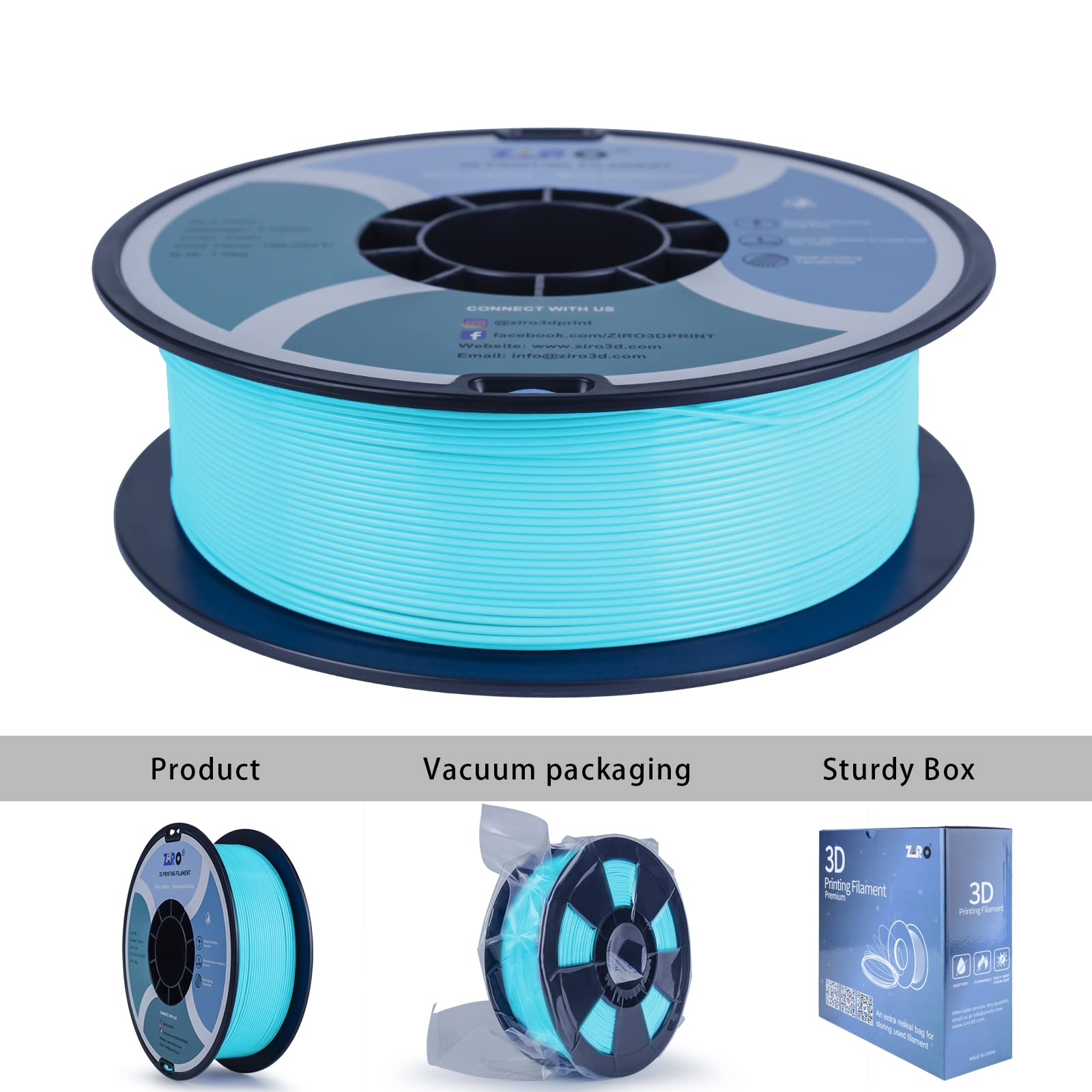 Ziro Pla Filament 175Mm,3D Printer Filament Pla Pro Basic Color Series 175Mm 1Kg(22Lbs), Dimensional Accuracy +  003Mm,Cyan
