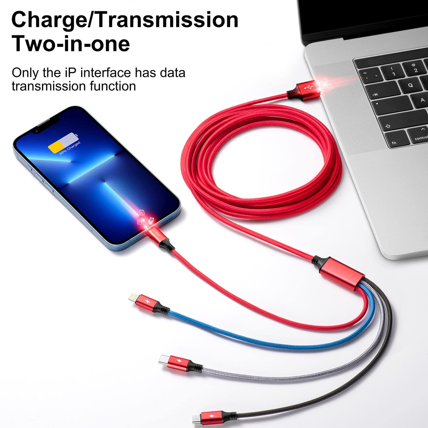 Multi Charging Cable,10Ft 2Pack Multi Fast Charging Cord, Braided Universal 4 In 1 Multi Charger Cable, Long Multi Usb Cable Ada