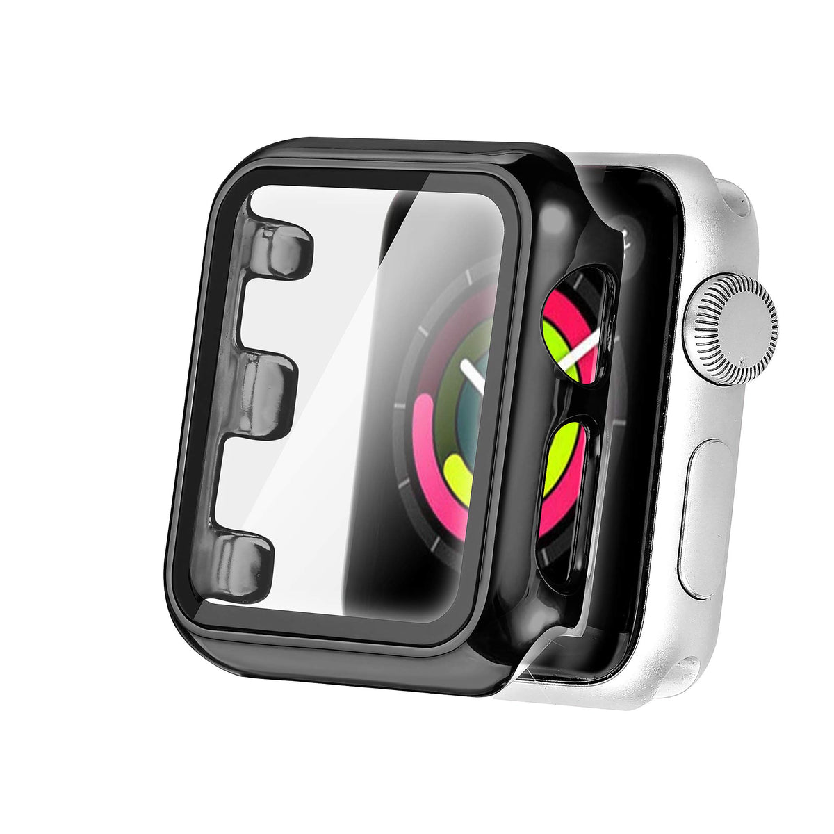 Secbolt 38Mm Case Compatible Apple Watch Band With Built In Tempered Glass Screen Protector  All Around Protective Case For Iwat