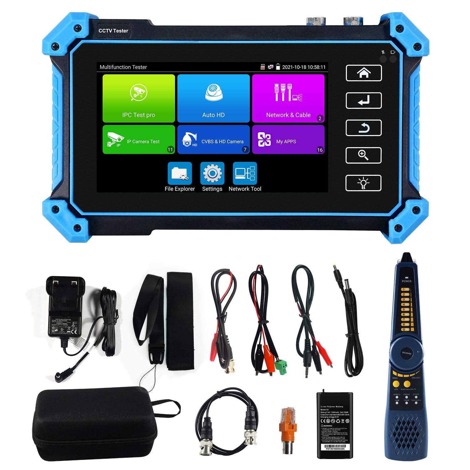 Wanlutech 8K 32Mp Ip Camera Tester 90W Poe Power Output 8'' Touchscreen Cctv Tester 8Mp Sdi Tvi Cvi Ahd Cvbs Camera Tester Tdr C