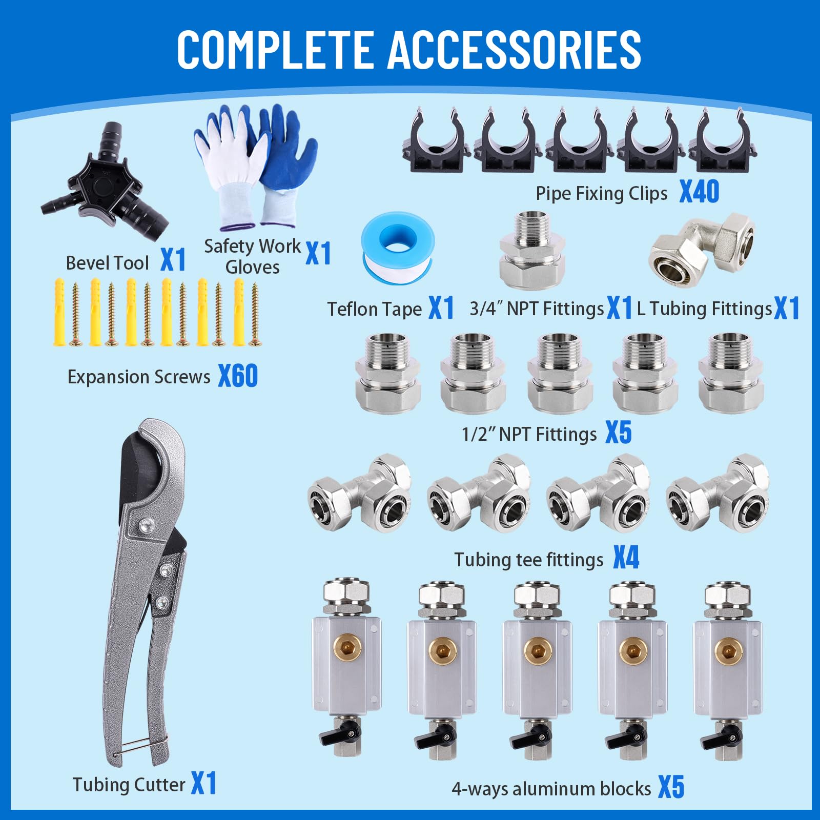 Shop Air Line Kit 3/4''100'&200'&300' Hdpe Aluminum Hdpe Air Tubing Kit For Compressor Accessories, Leak Proof & Easy To Install